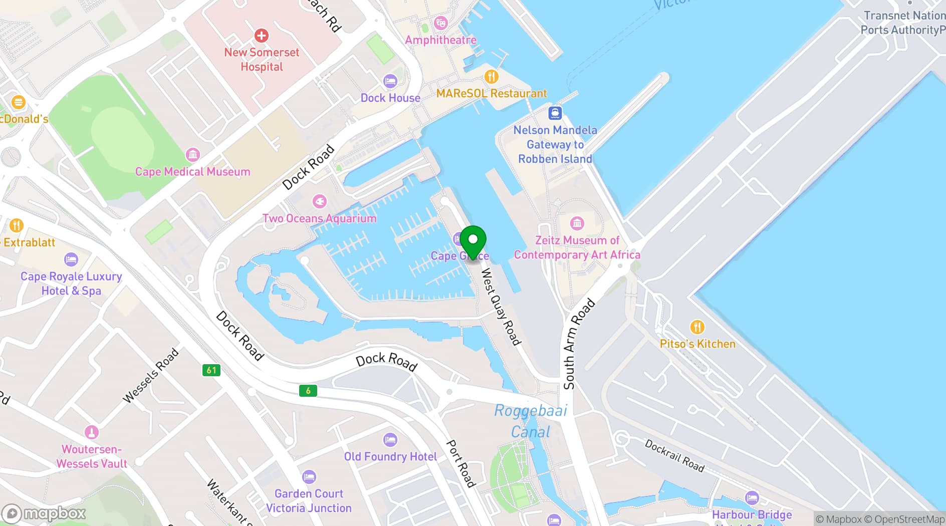 Map showing Cape Grace, A Fairmont Managed Hotel