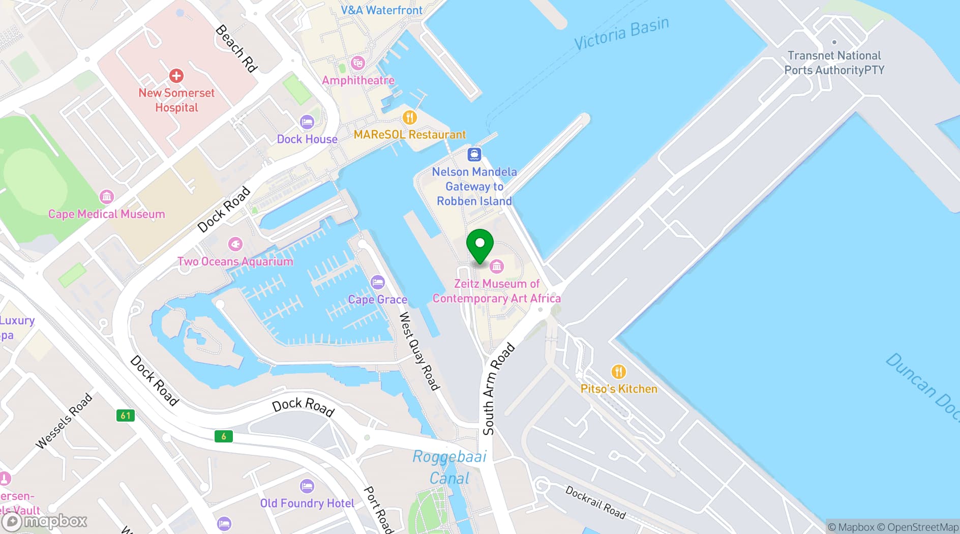 Map showing Zeitz Museum of Contemporary Art Africa