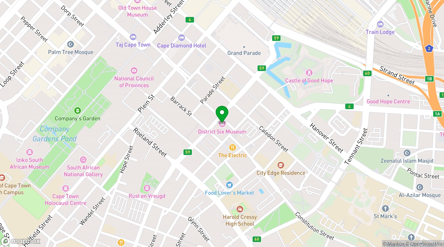 Map showing District Six Museum