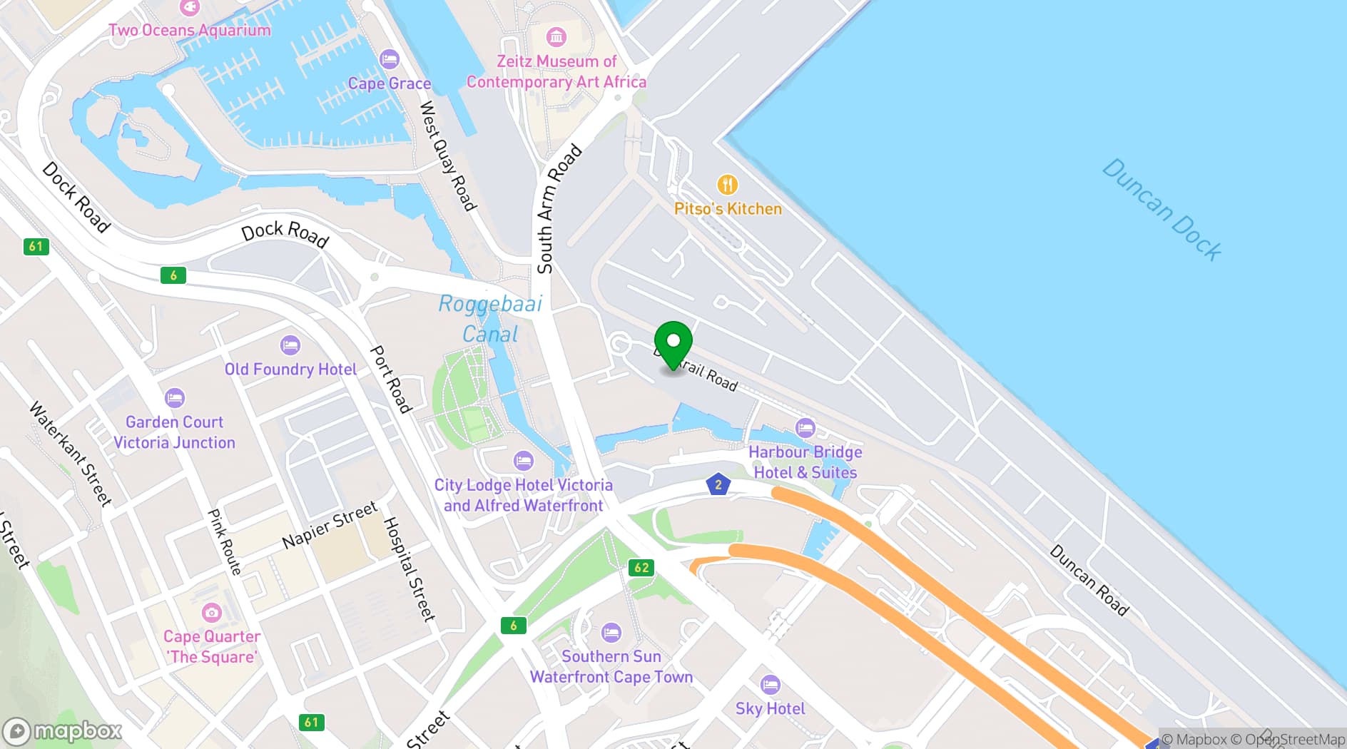 Map showing V&A Waterfront