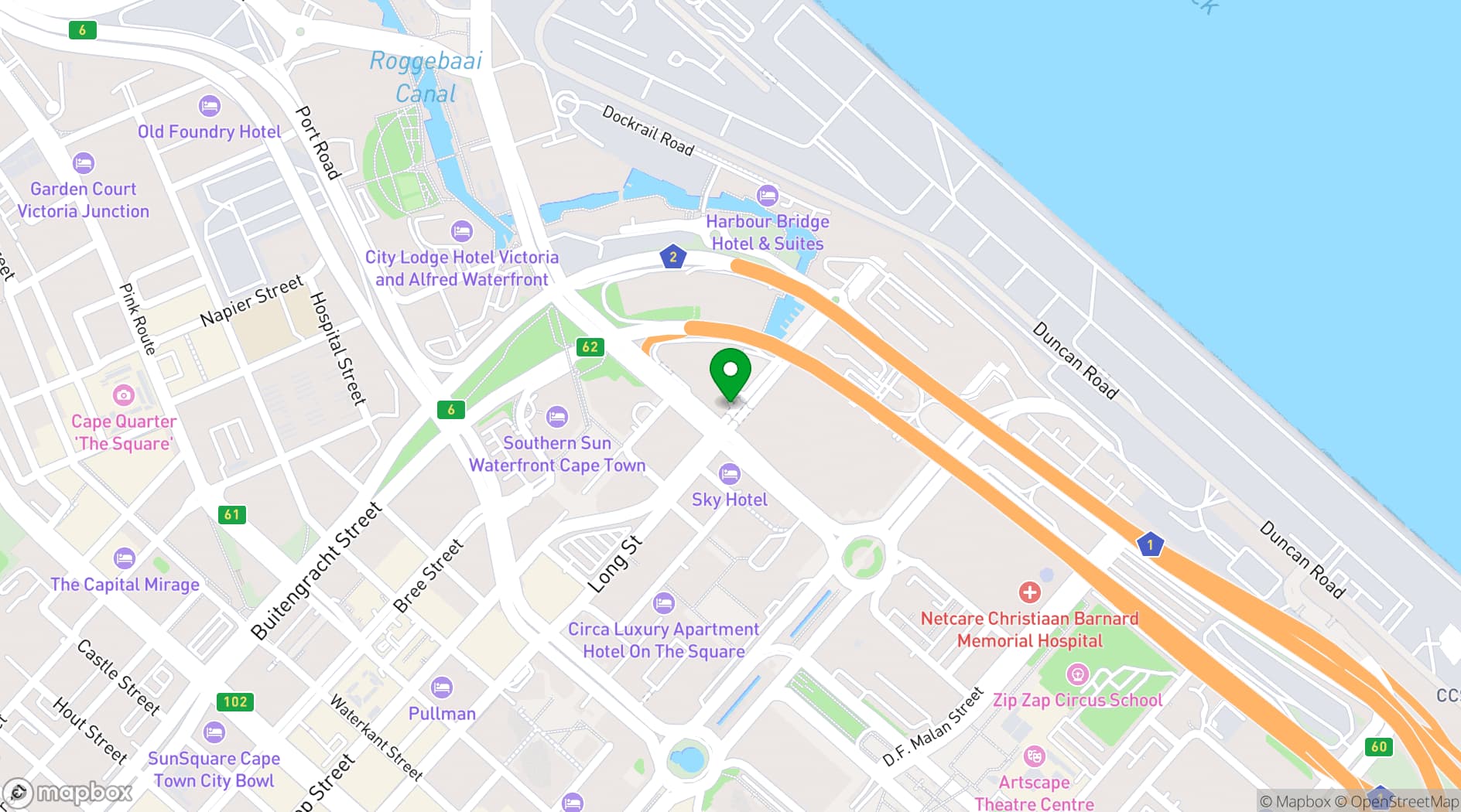 Map showing The Westin Cape Town