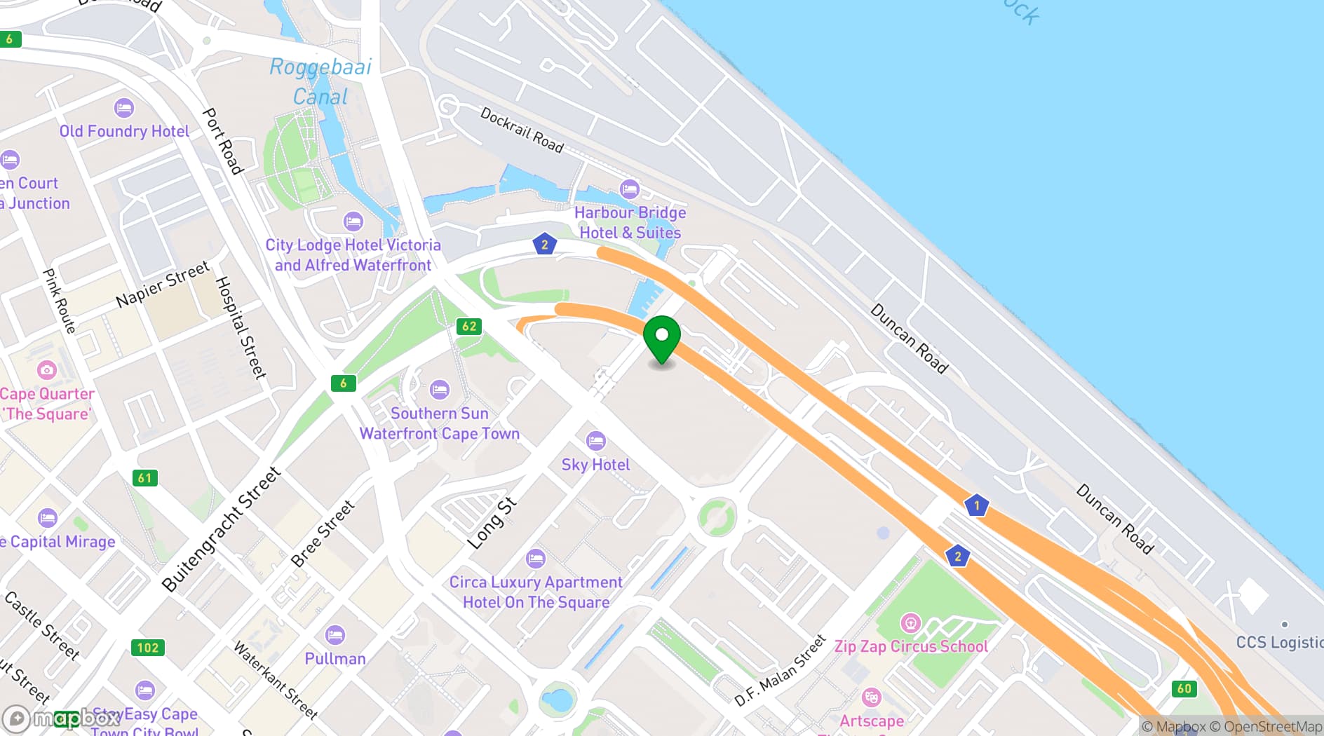 Map showing Cape Town International Convention Centre