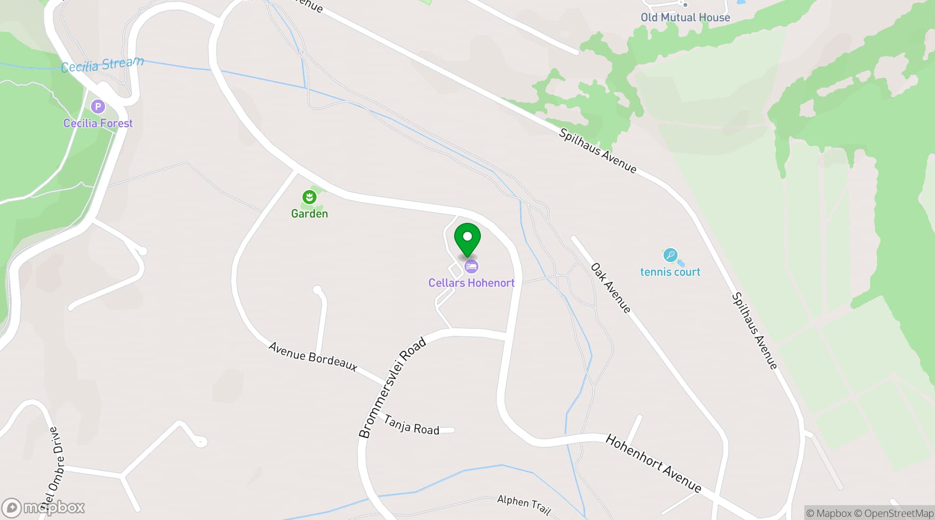 Map showing Cellars Hohenort Hotel