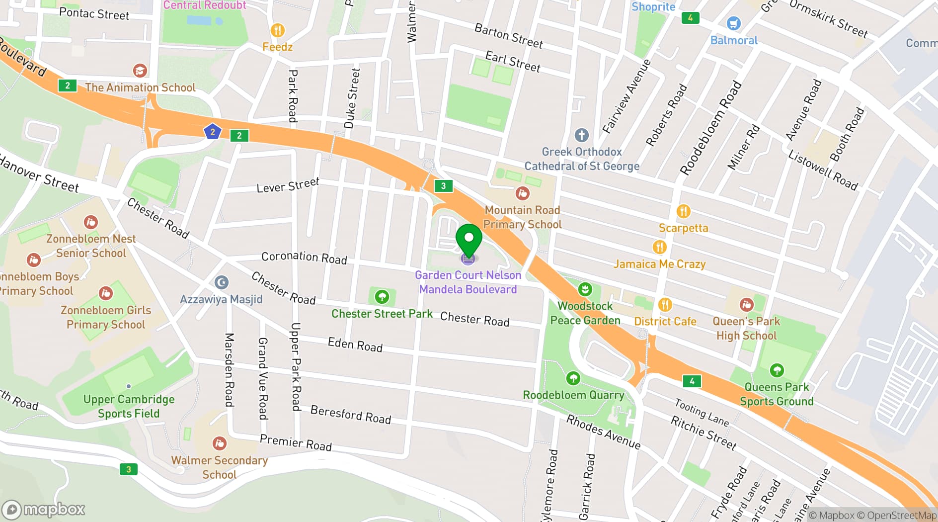 Map showing Garden Court Nelson Mandela Boulevard
