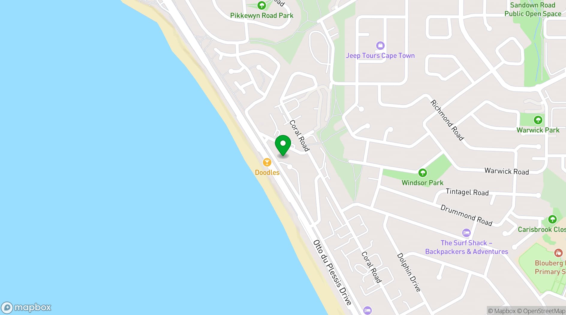 Map showing Blaauwberg Beach Hotel