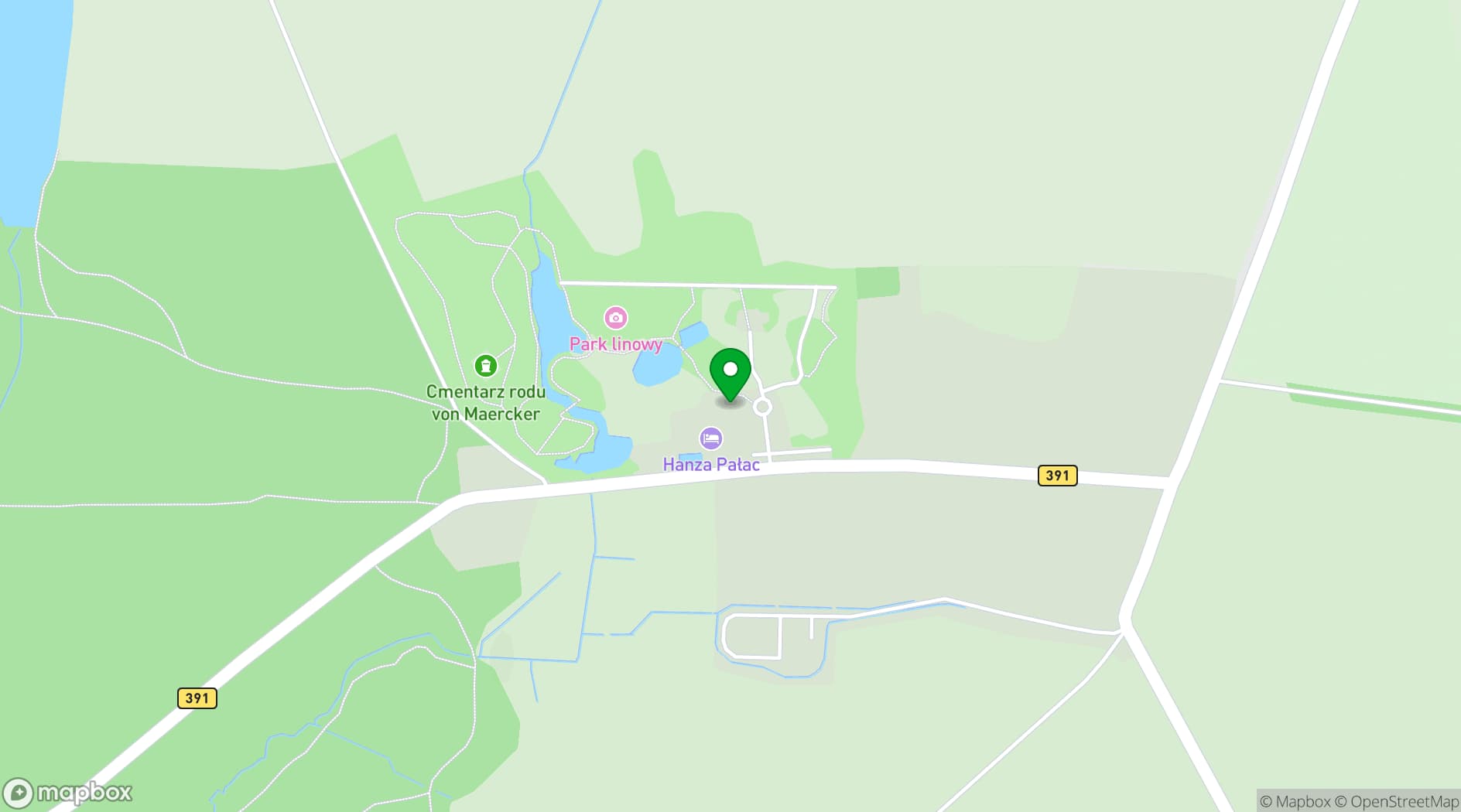 Map showing Hanza Pałac Wellness & SPA