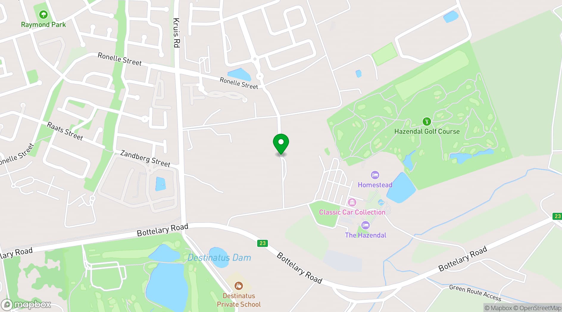 Map showing Hazendal Wine Estate