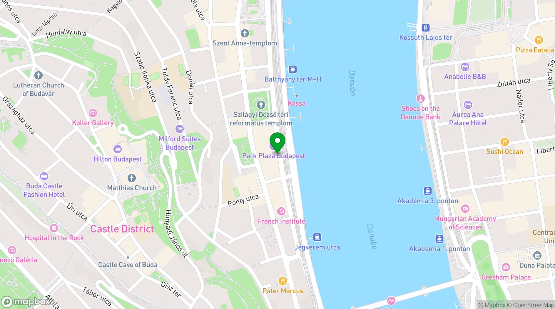 Map showing Park Plaza Budapest