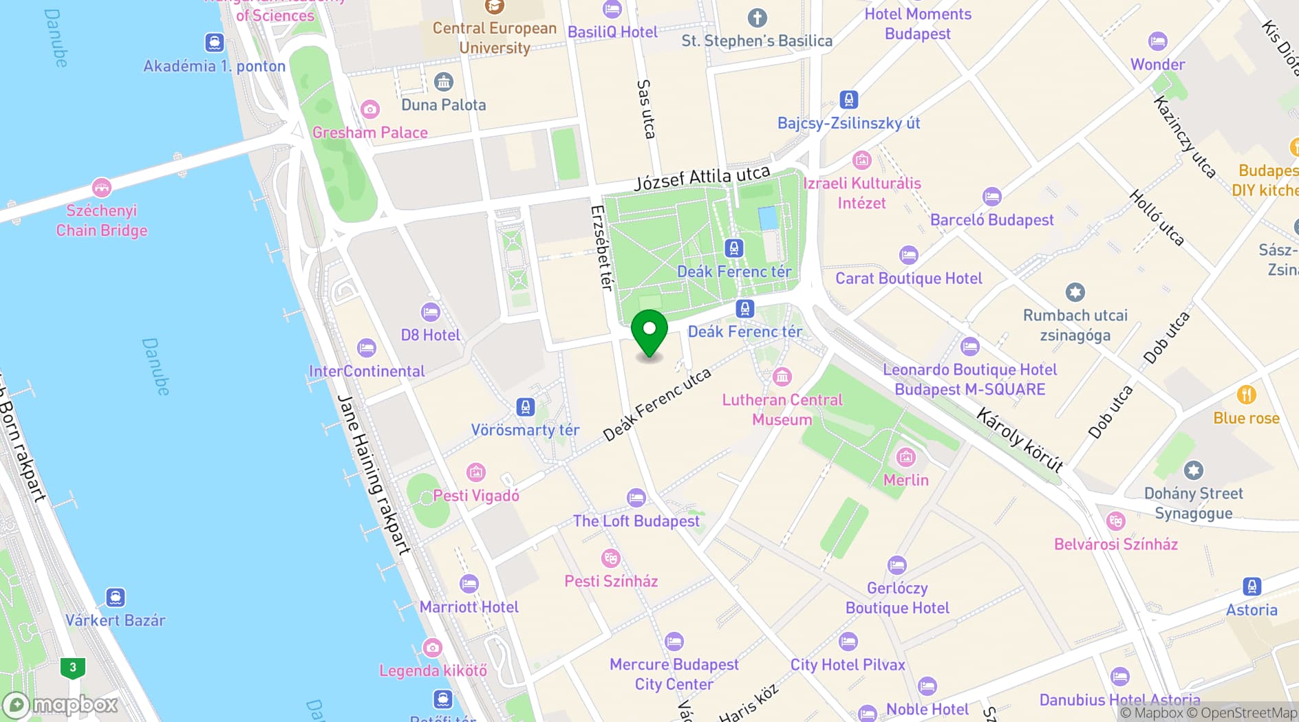 Map showing Kempinski Corvinus Budapest
