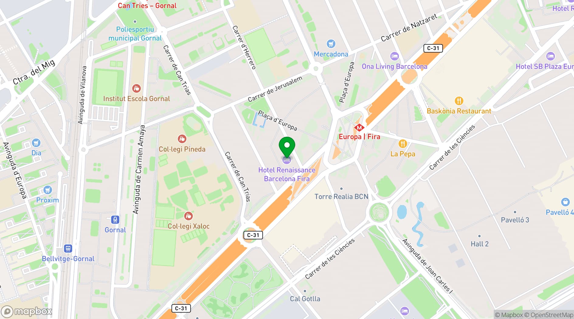 Map showing Palmer Restaurant