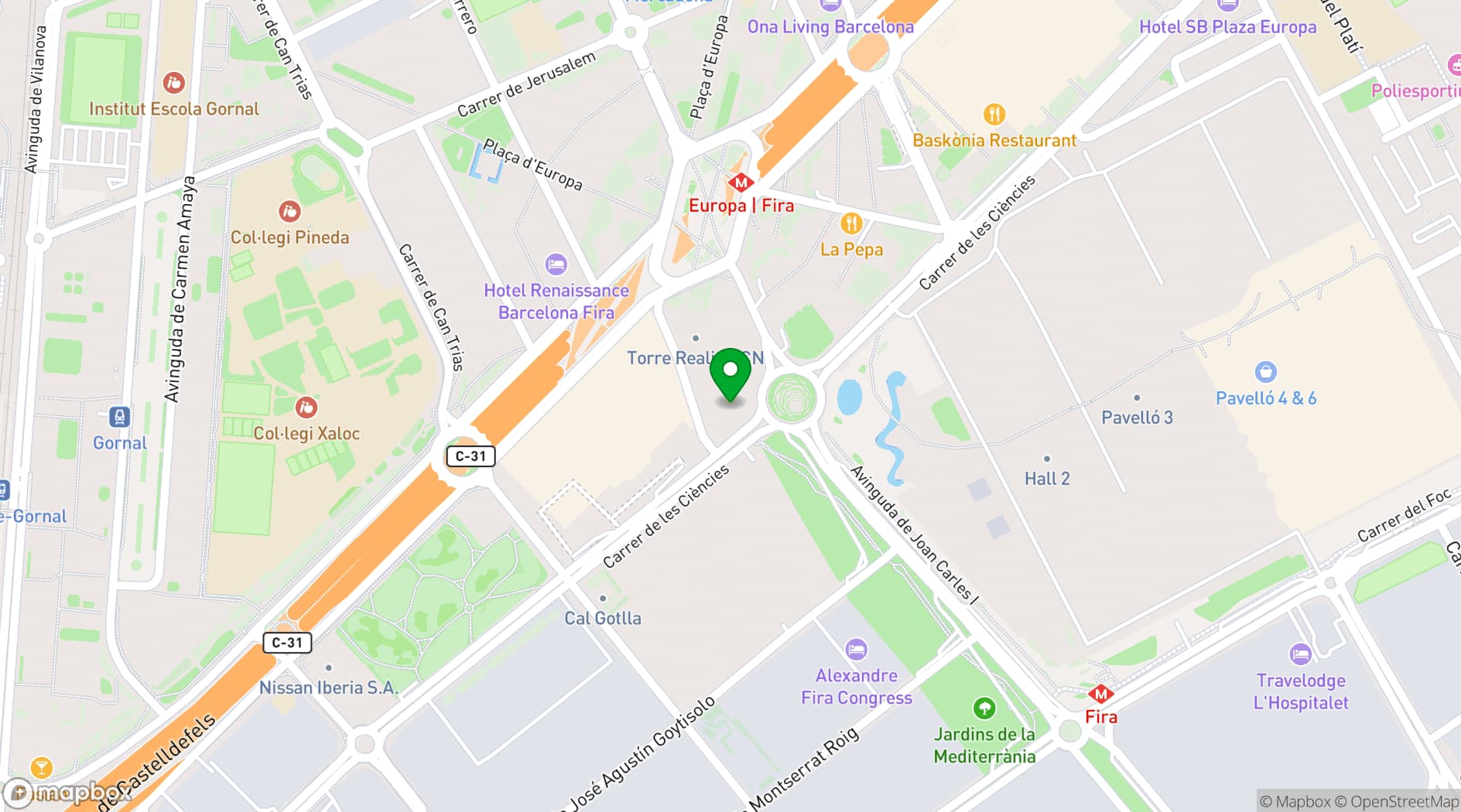 Map showing Porta Fira Hotel