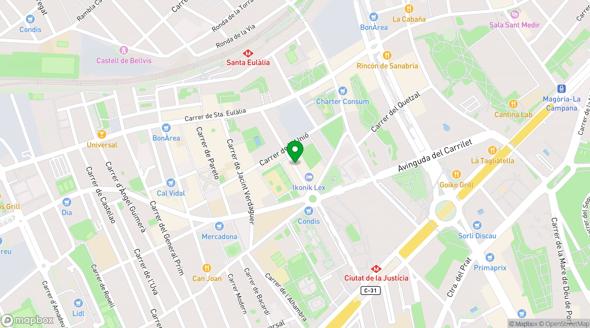 Map showing Serennia Fira Gran Via