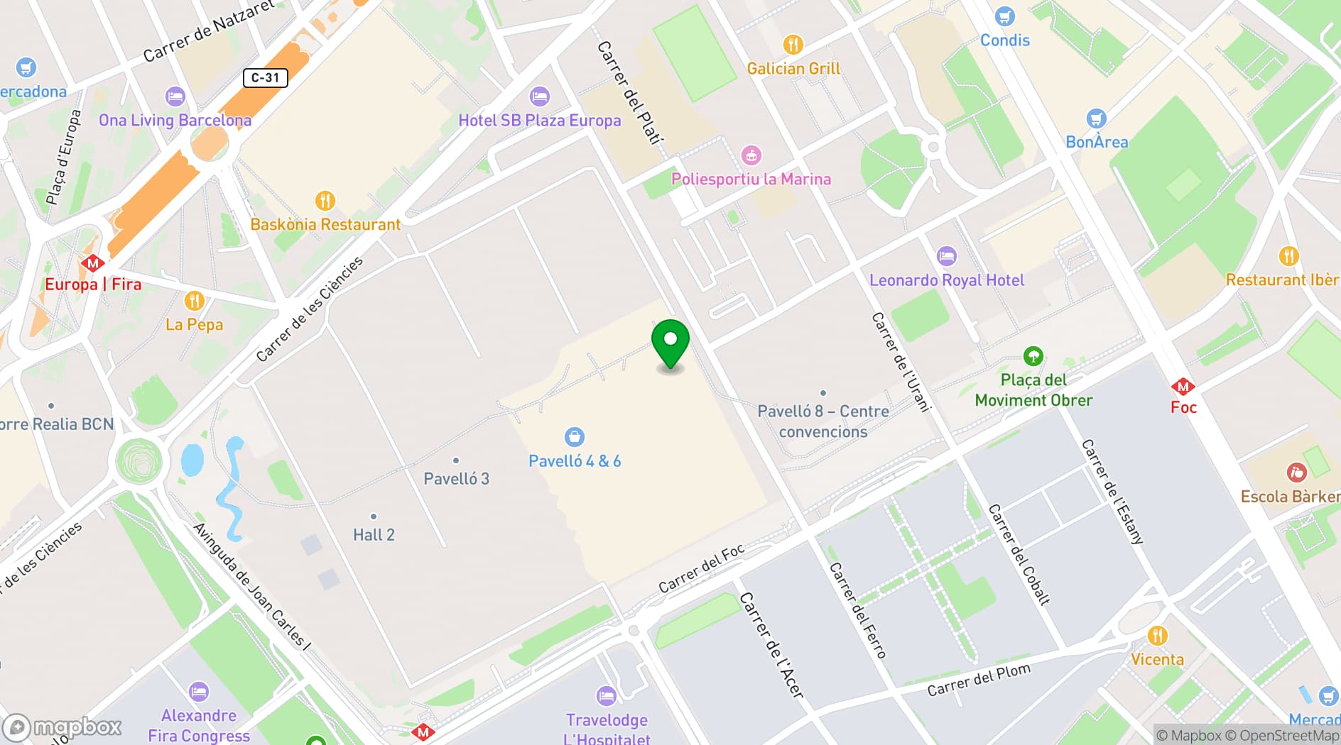 Map showing Fira Barcelona Gran Via