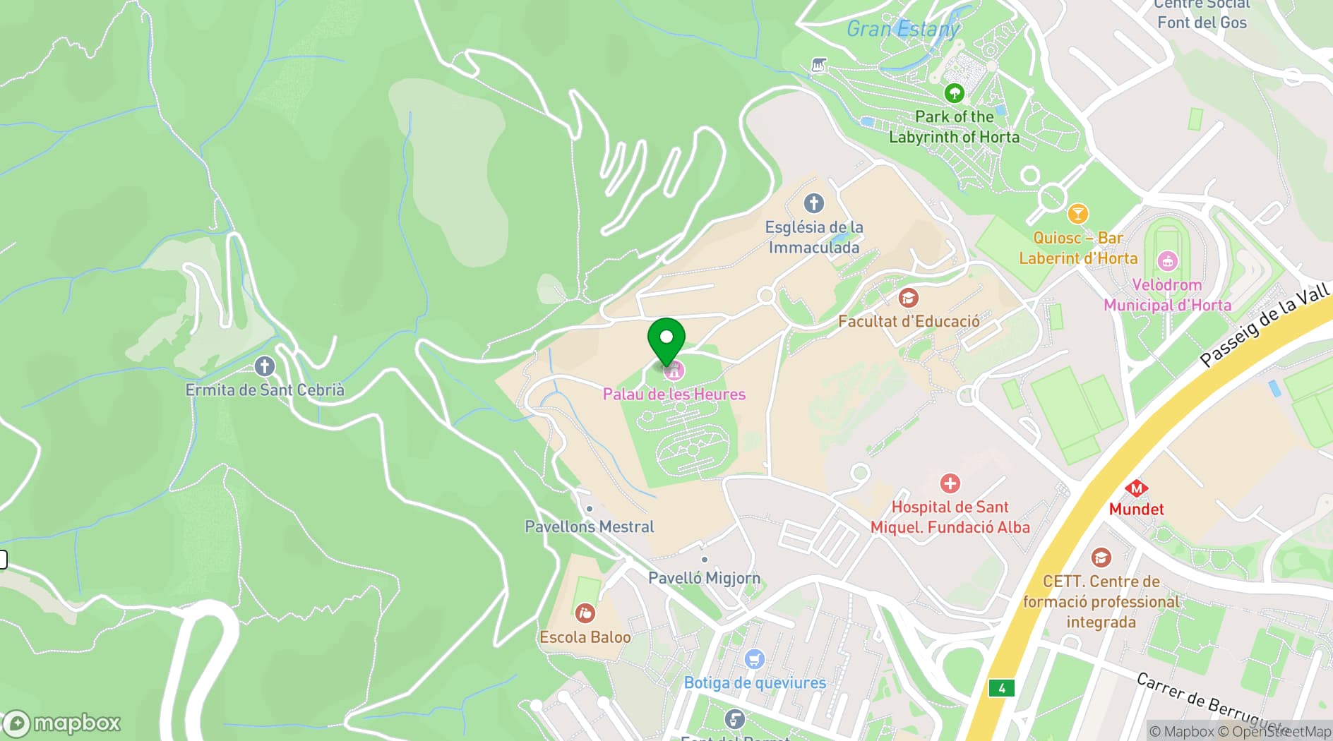 Map showing Palau de les Heures