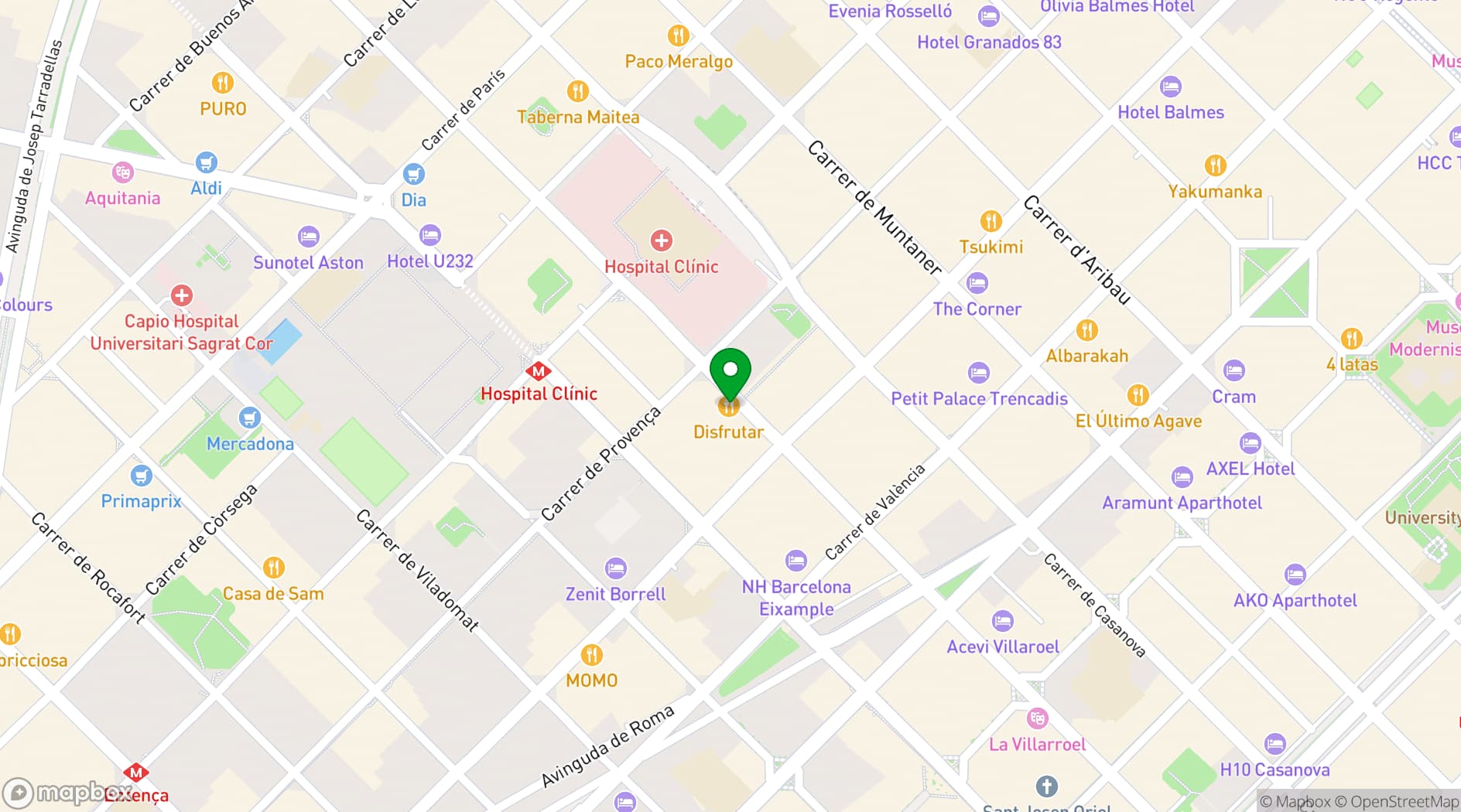 Map showing Disfrutar Barcelona