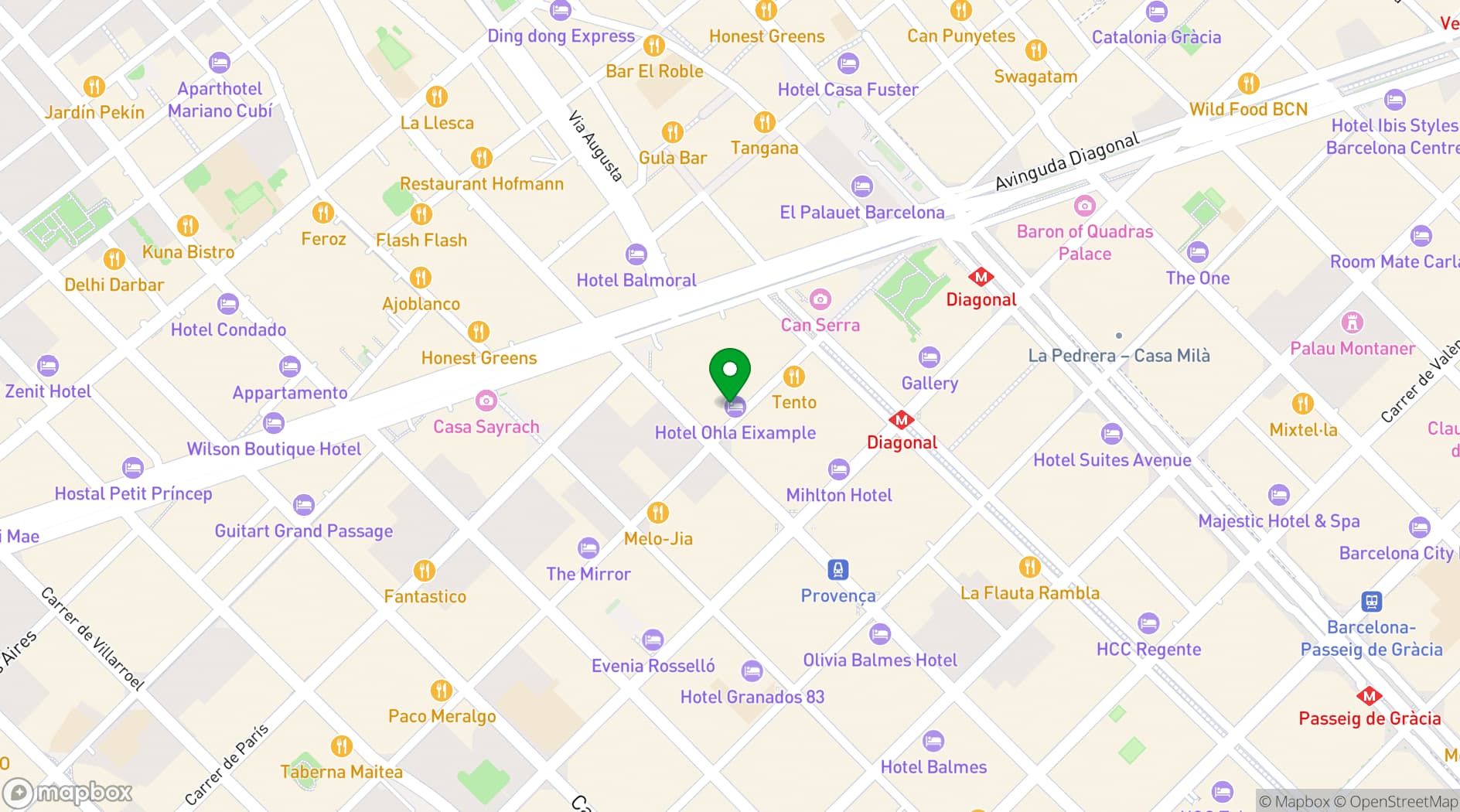Map showing Ohla Eixample