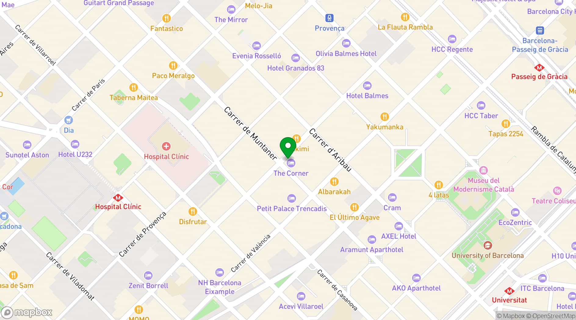 Map showing The Corner Hotel
