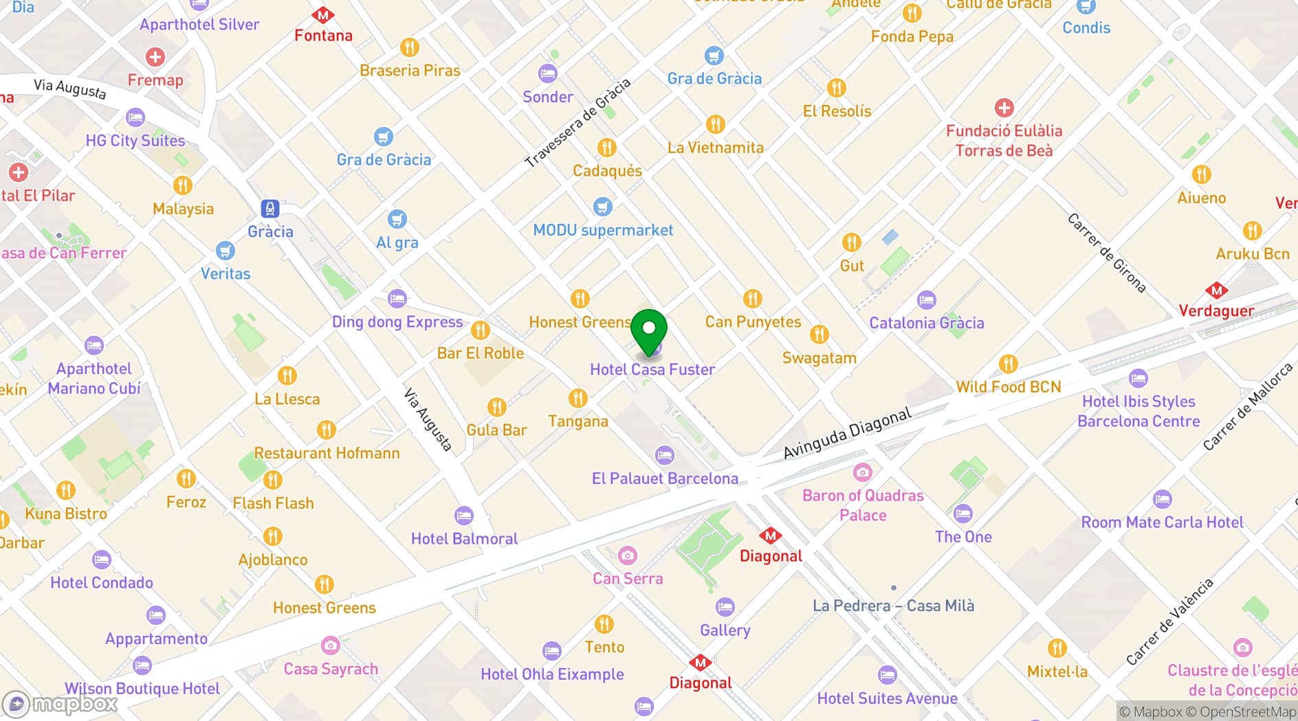 Map showing Hotel Casa Fuster