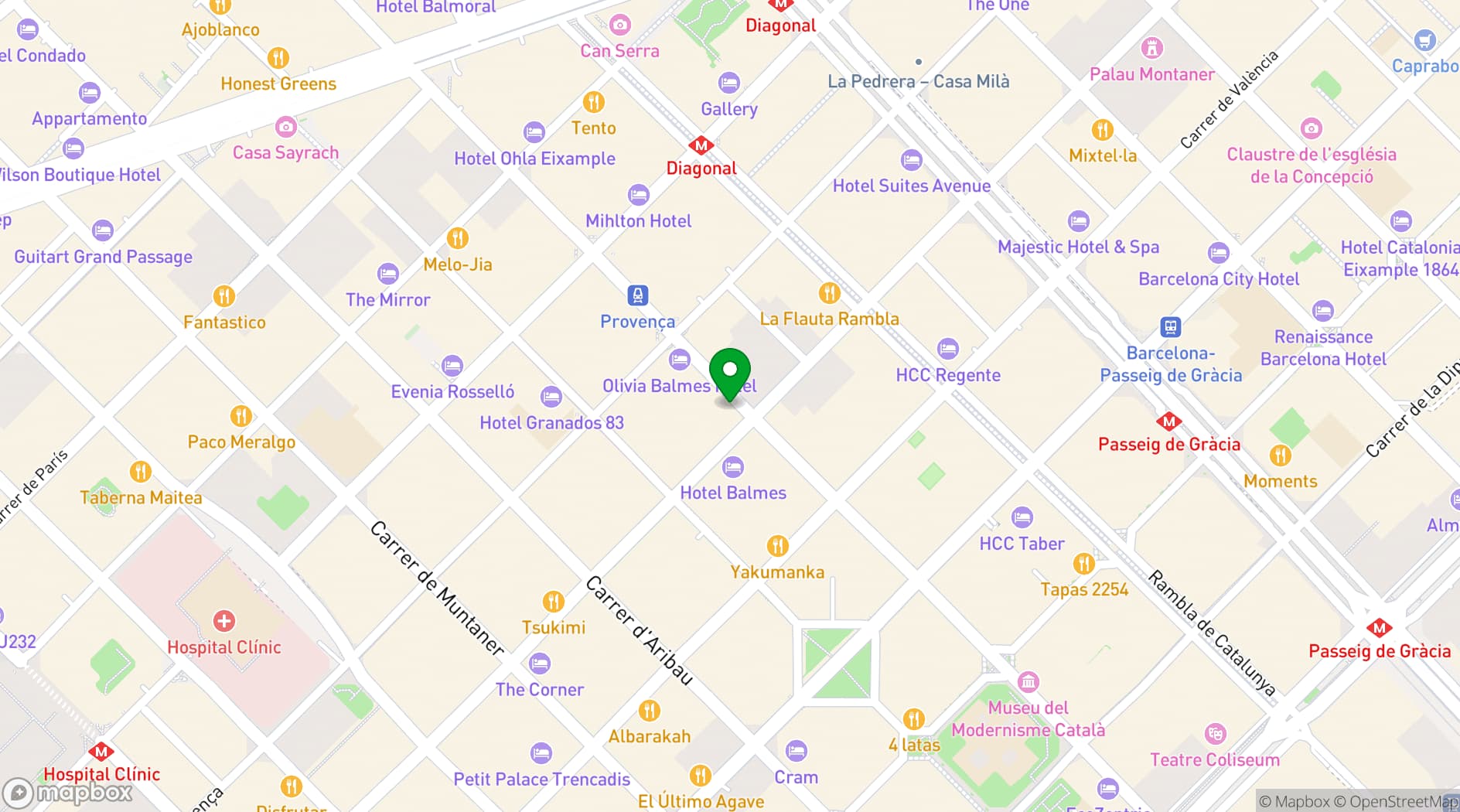Map showing Hotel Balmes