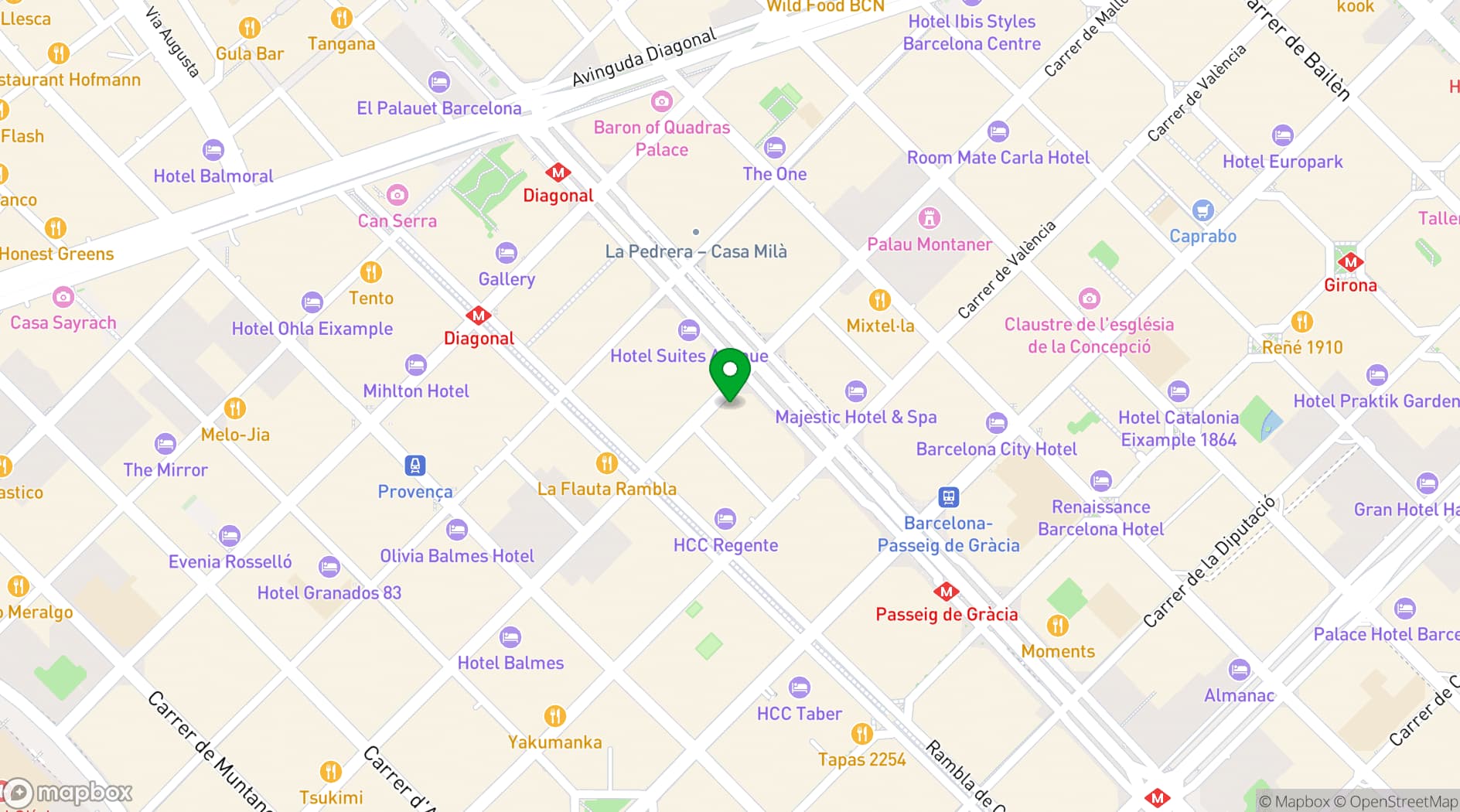 Map showing Hotel Condes de Barcelona
