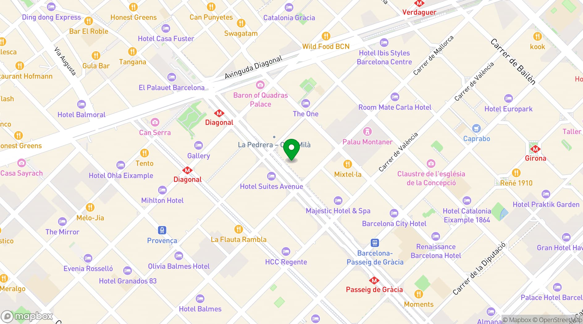 Map showing Royal Passeig de Gracia Hotel