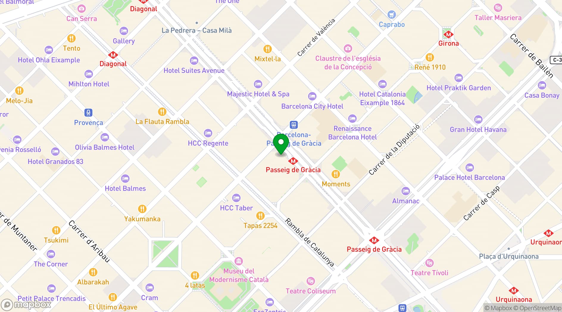 Map showing Casa Batlló
