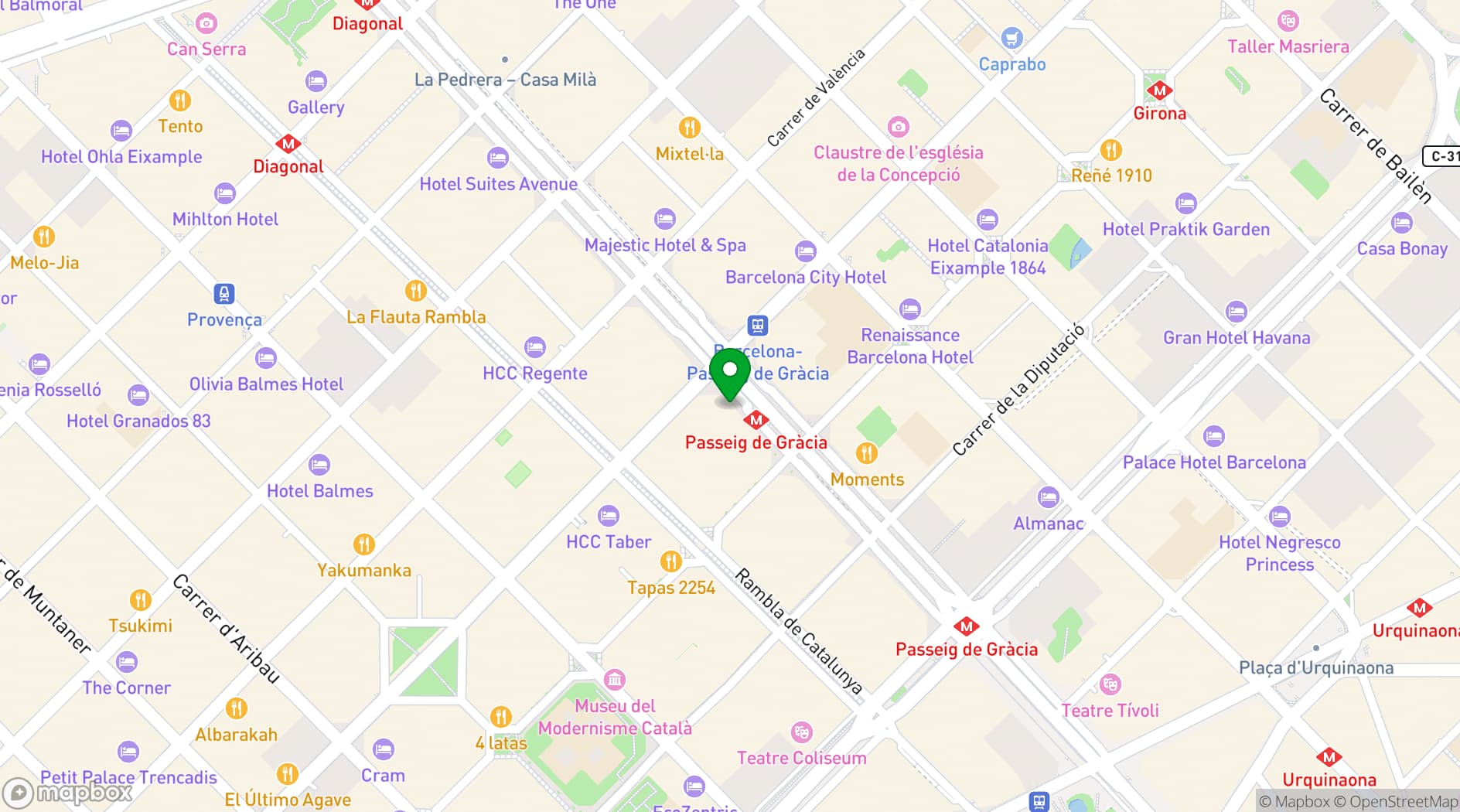Map showing Casa Batllo