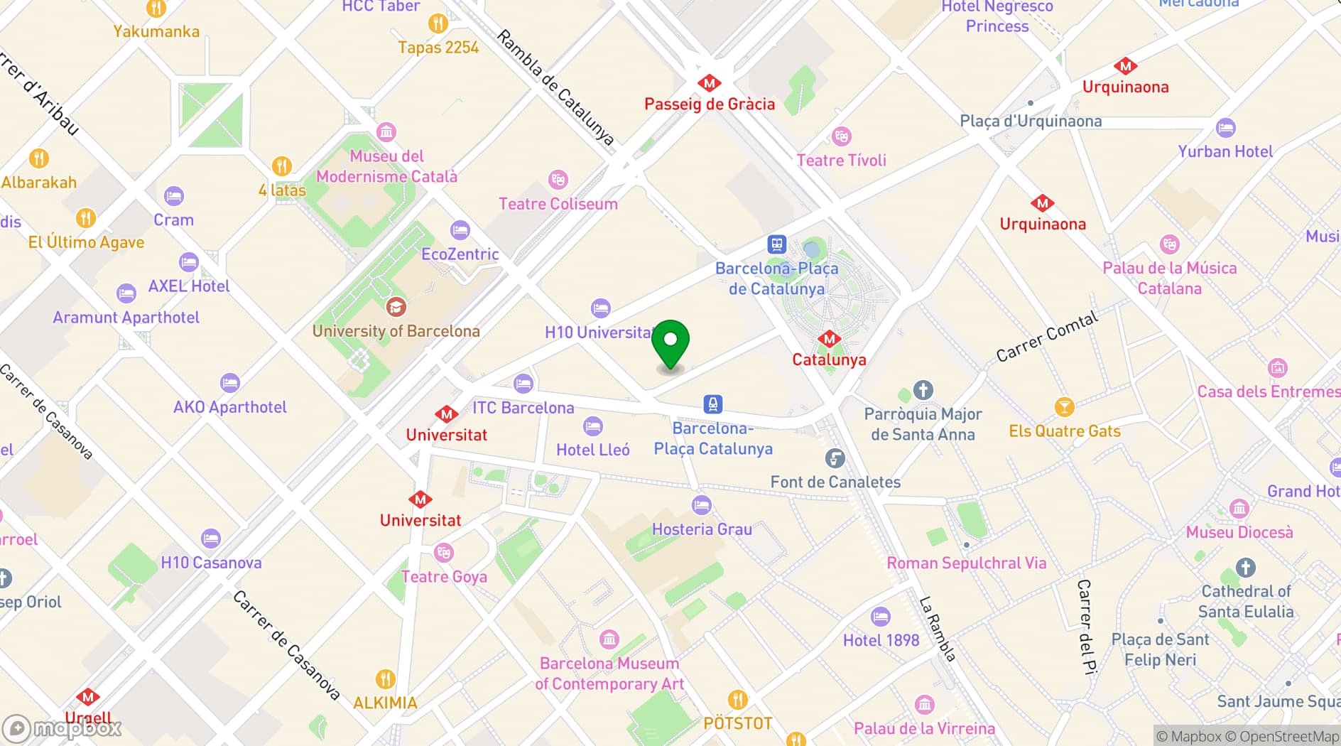 Map showing Belushi's Barcelona