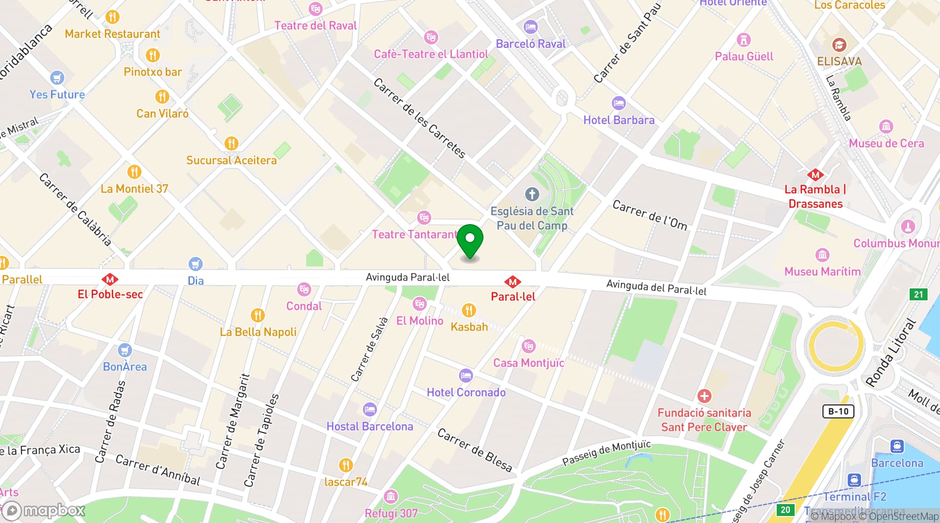 Map showing Hotel Barcelona Universal