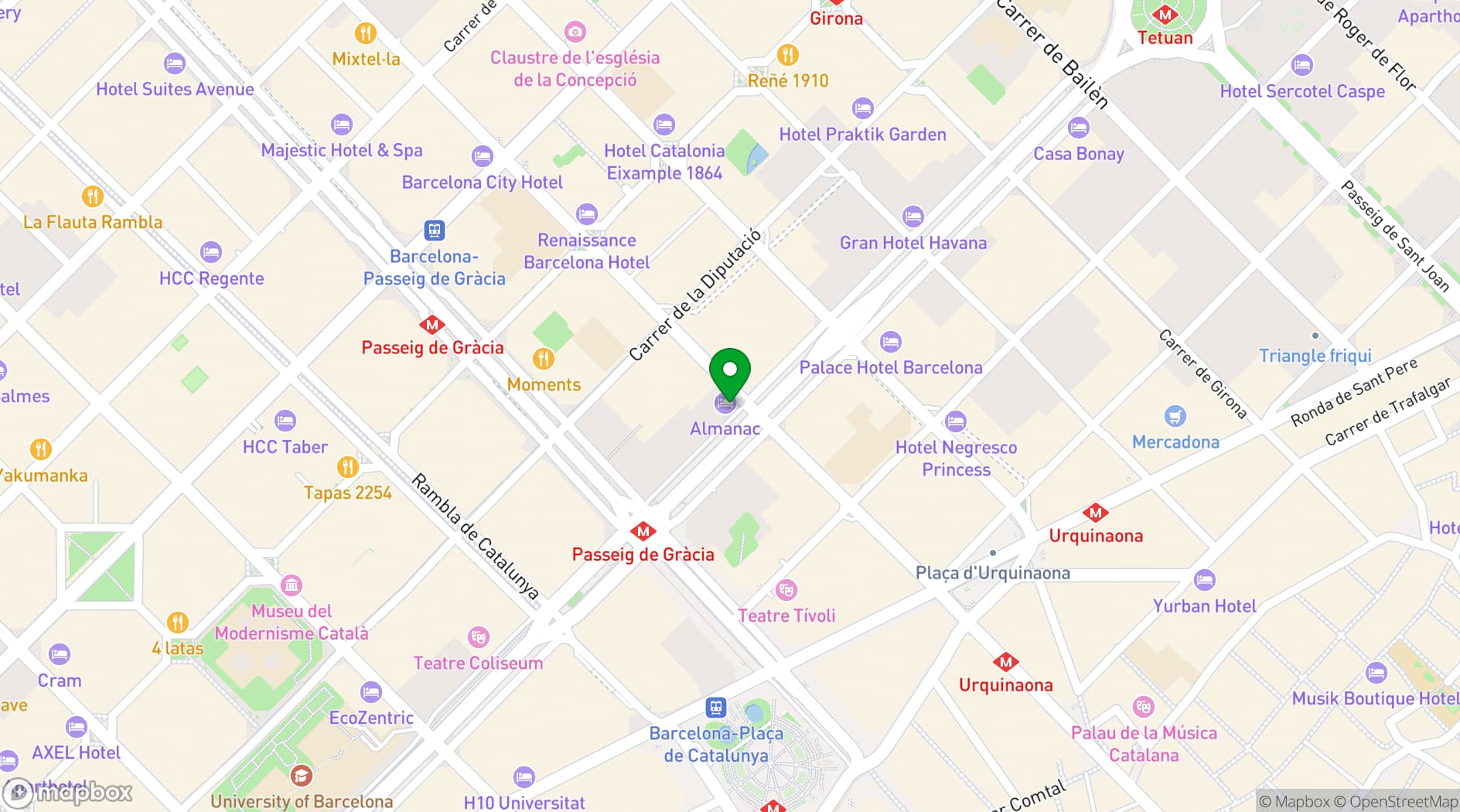 Map showing Almanac Barcelona