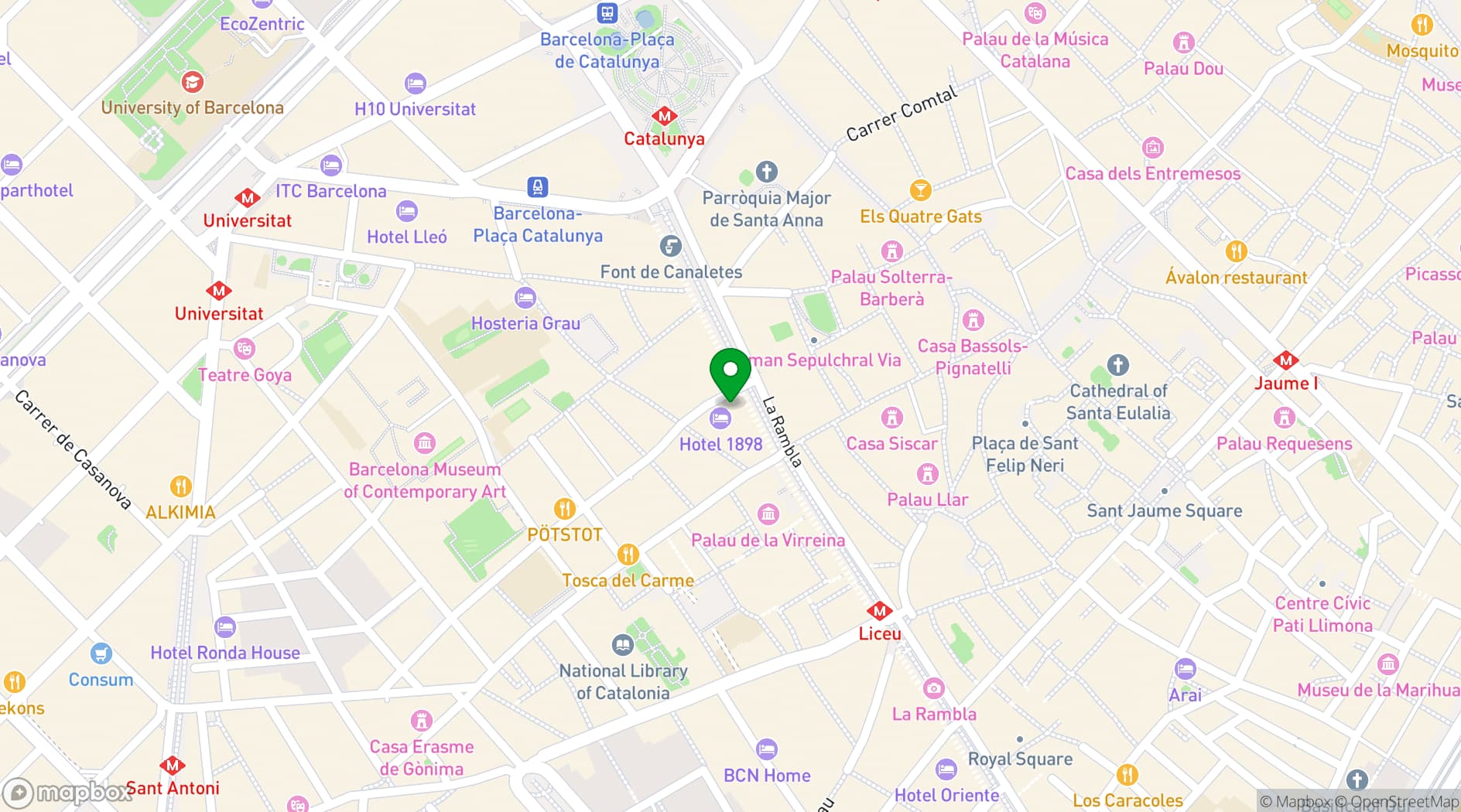 Map showing Hotel 1898