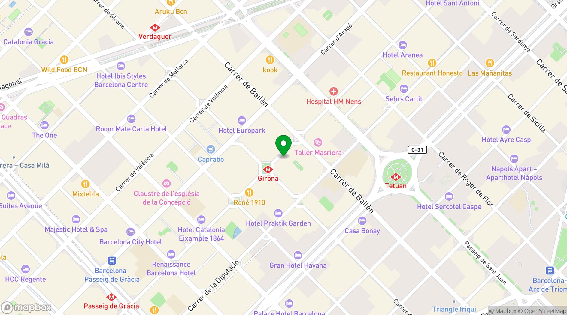 Map showing Ronda Barcelona
