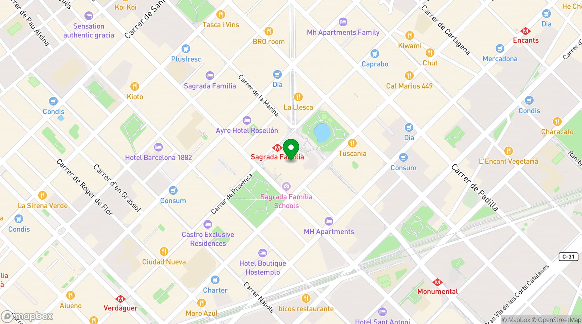 Map showing Basílica de la Sagrada Família