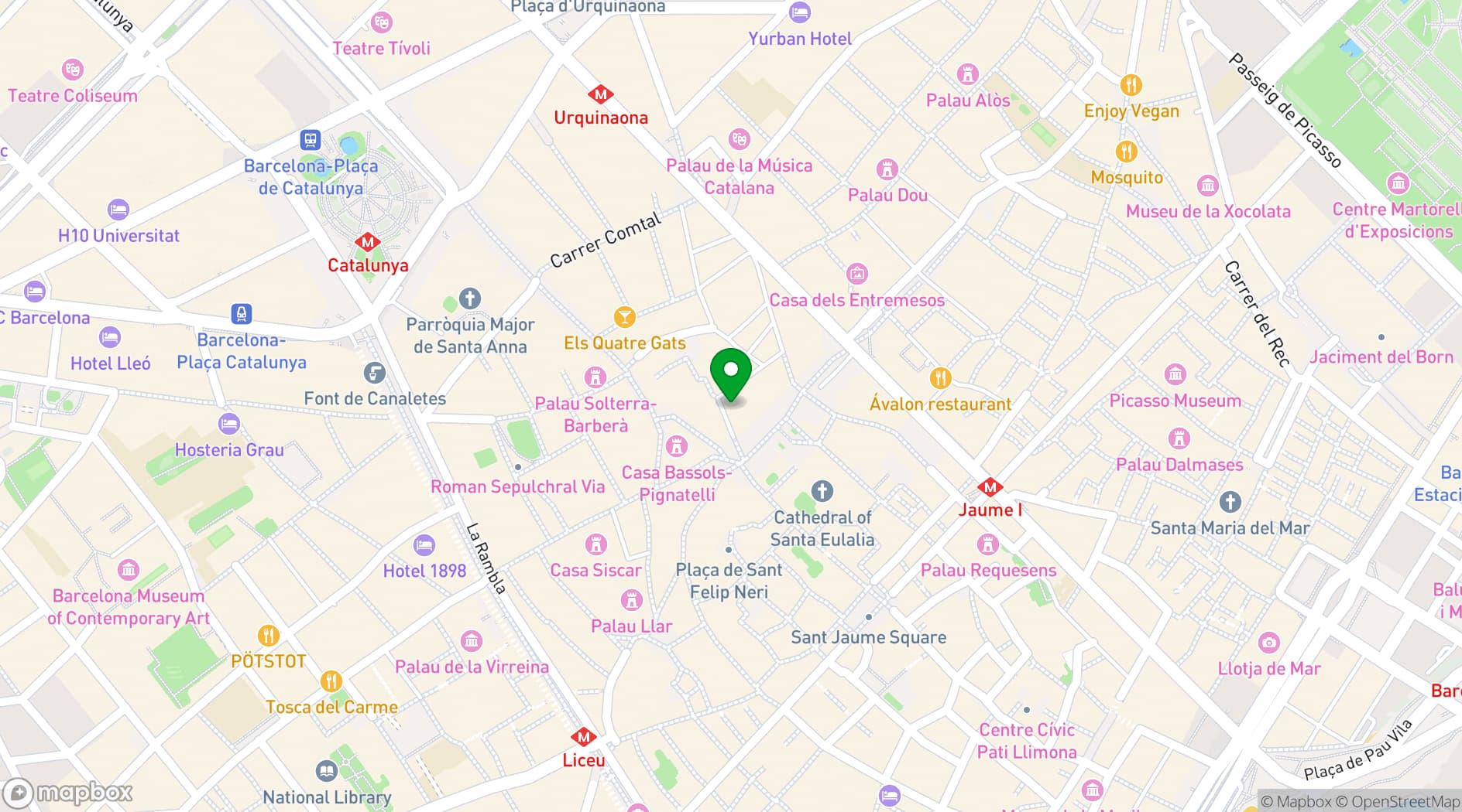 Map showing Hotel Barcelona Catedral