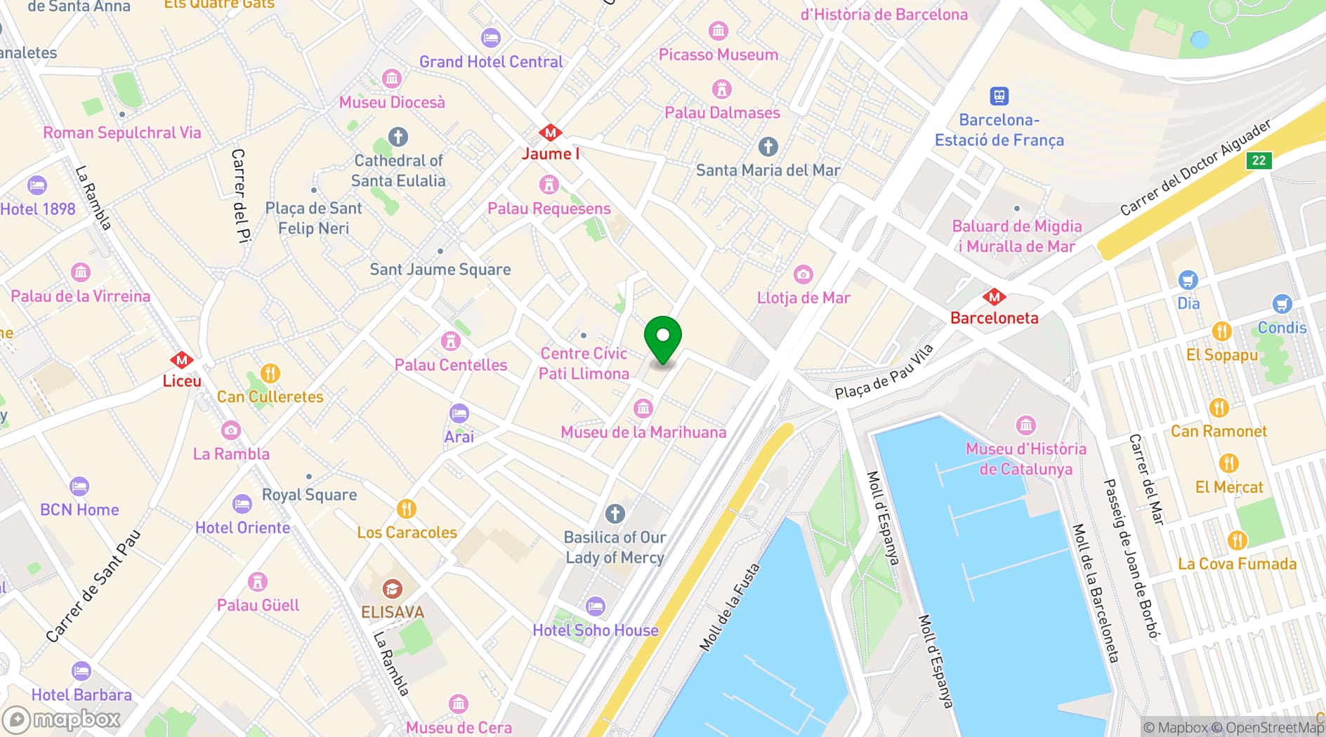 Map showing Sports Bar Italian Food