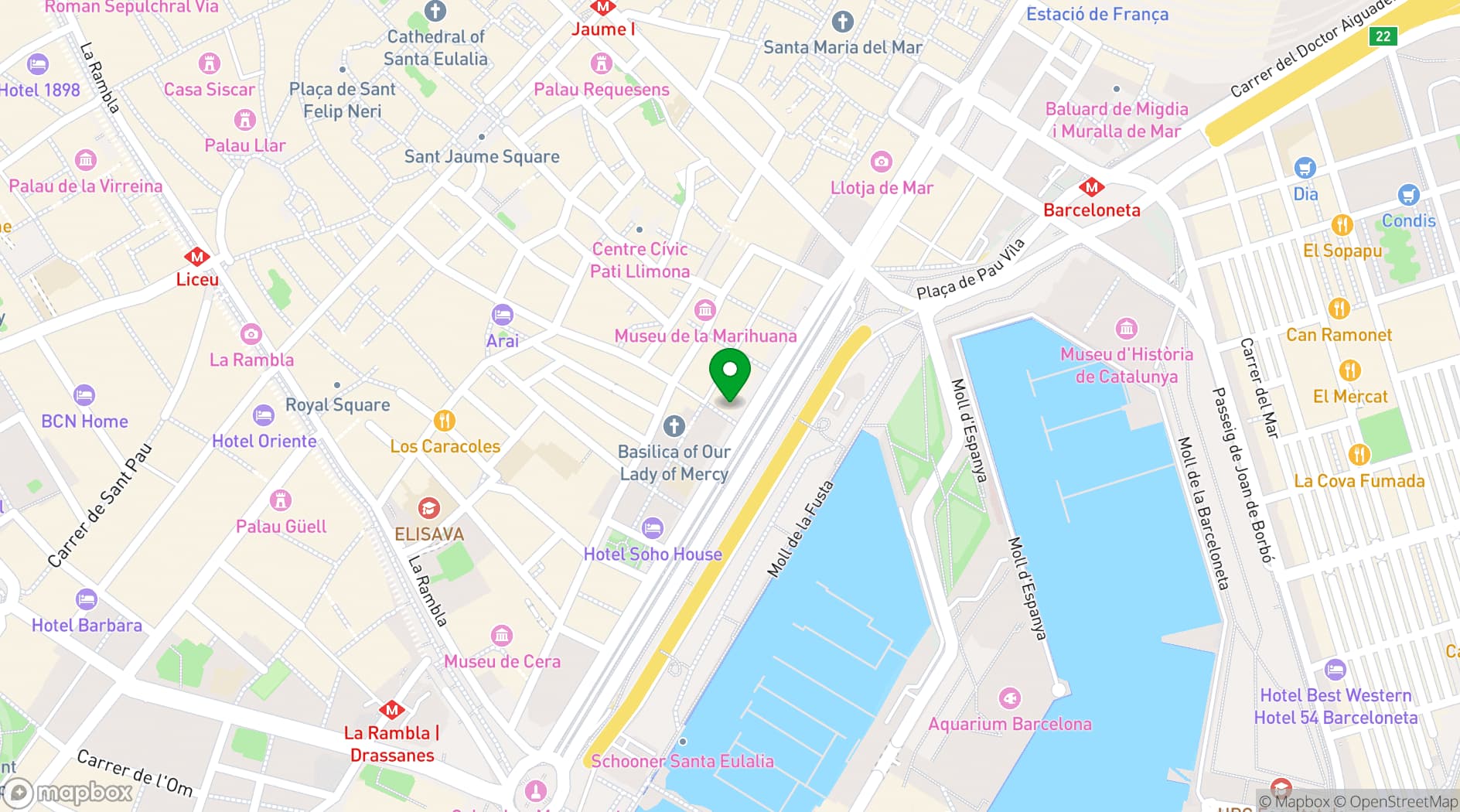 Map showing Duquesa de Cardona Luxury Boutique Hotel