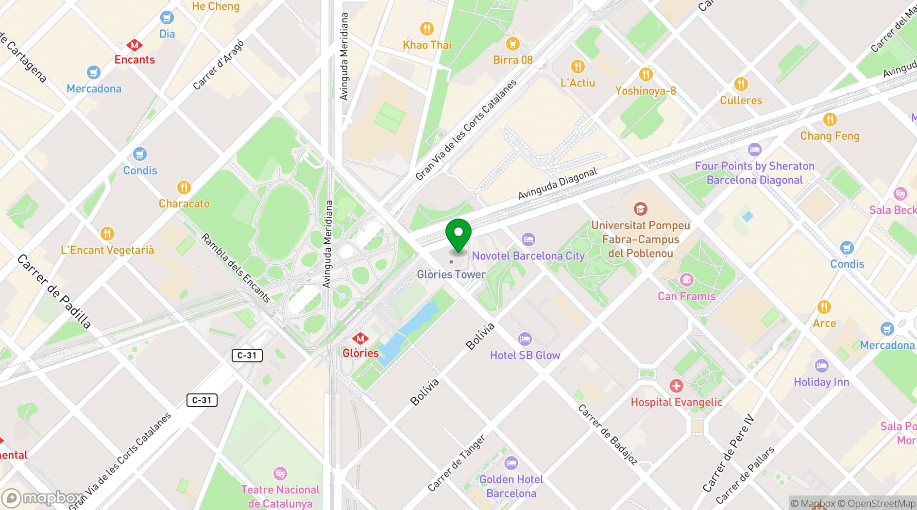 Map showing Torre Glories