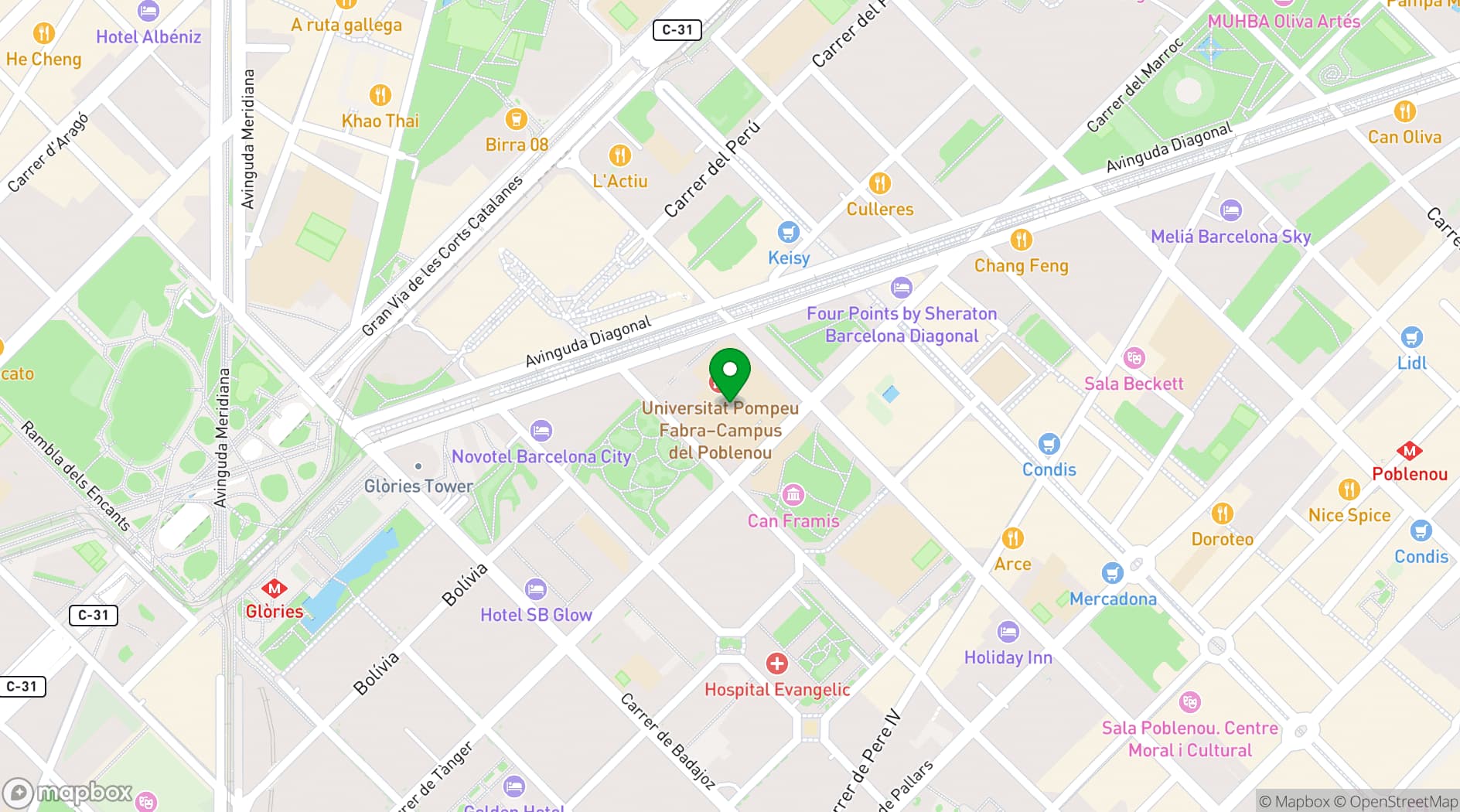 Map showing Poblenou Campus Conference Room