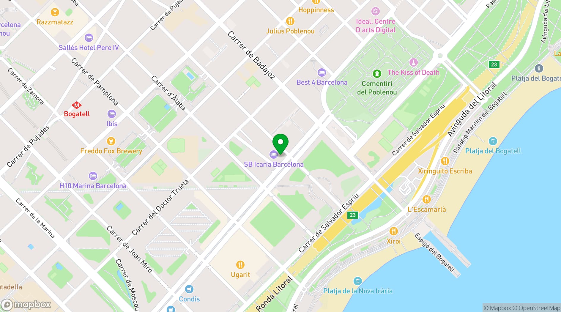 Map showing Hotel SB Icaria