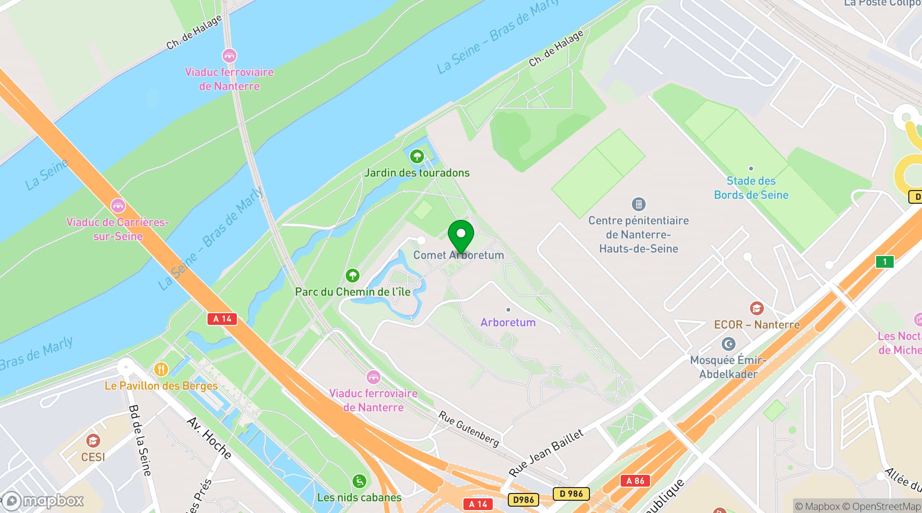 Map showing Comet Arboretum