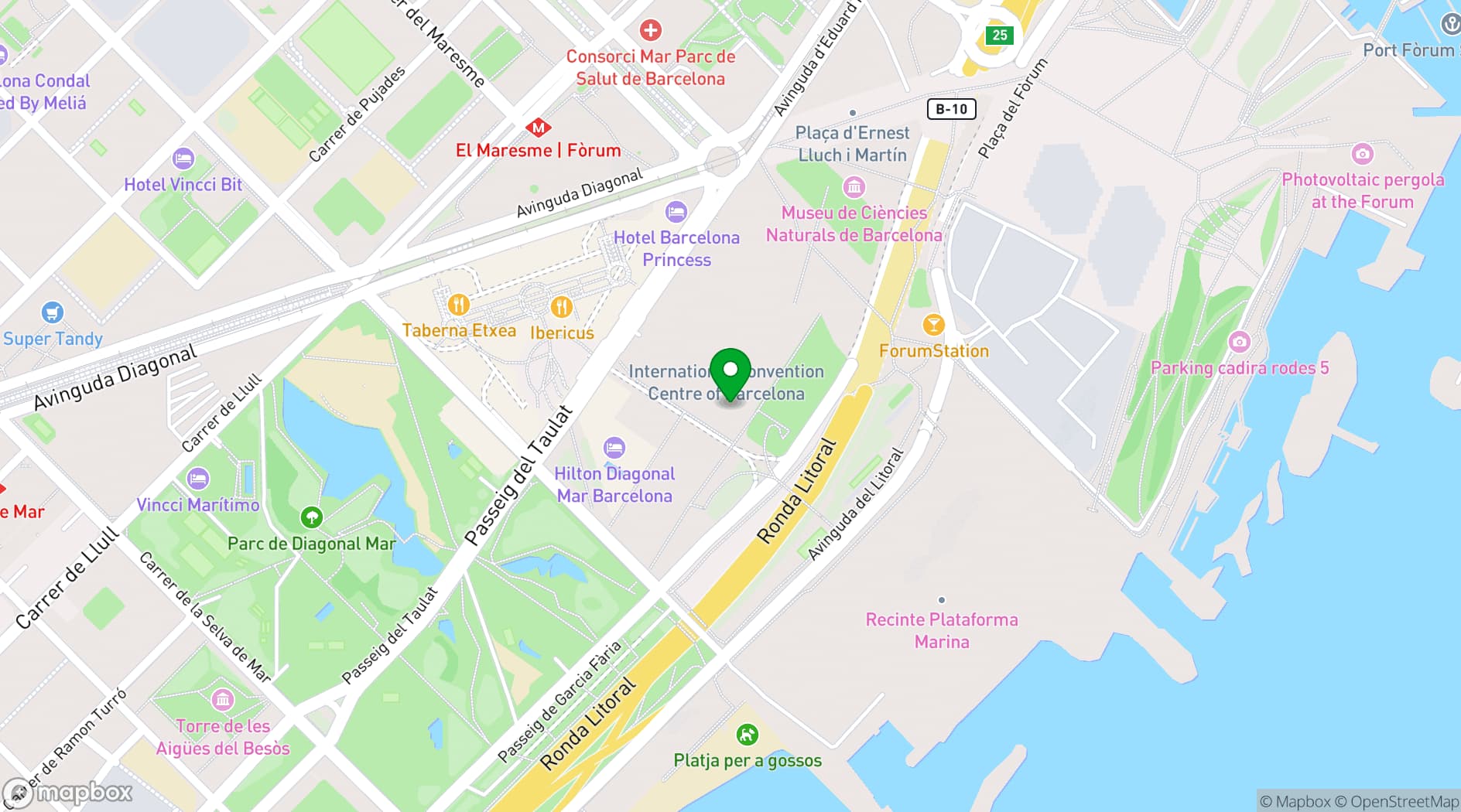 Map showing CCIB · Barcelona International Convention Center