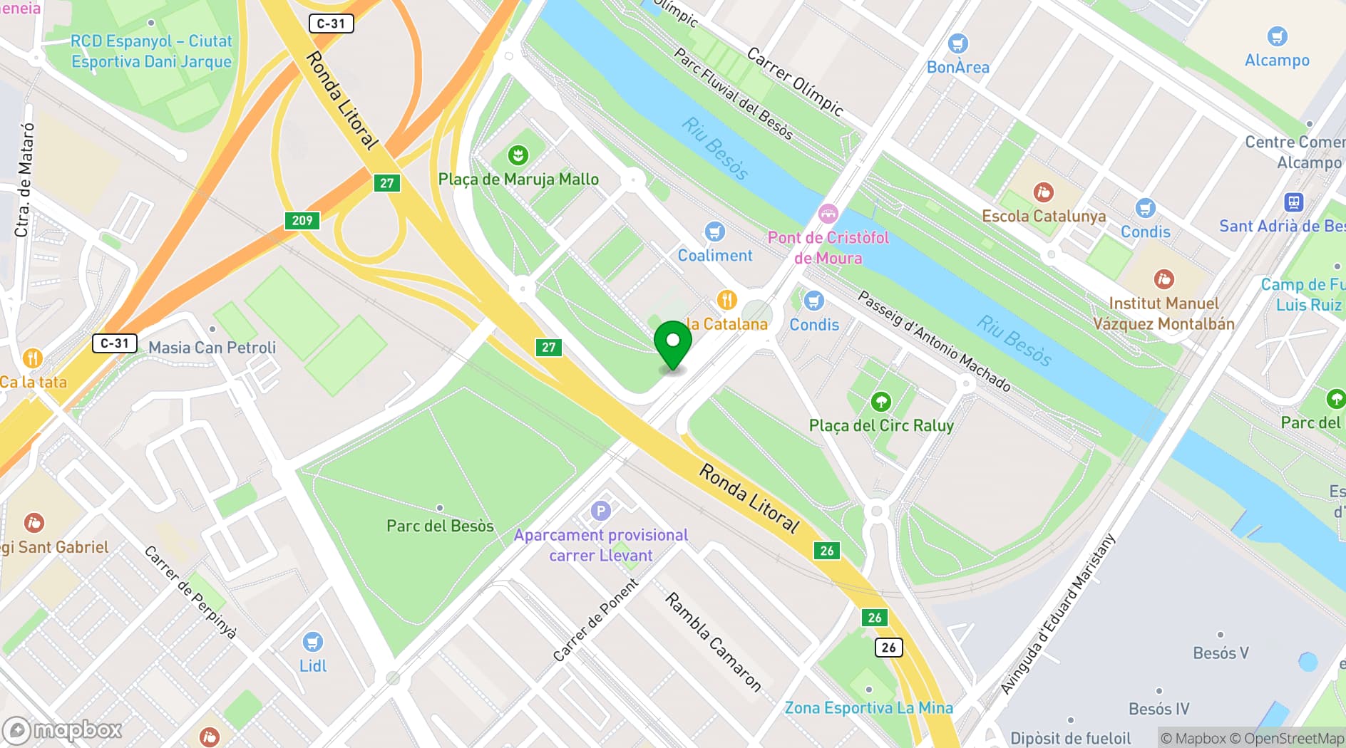 Map showing GO Beach Club Barcelona