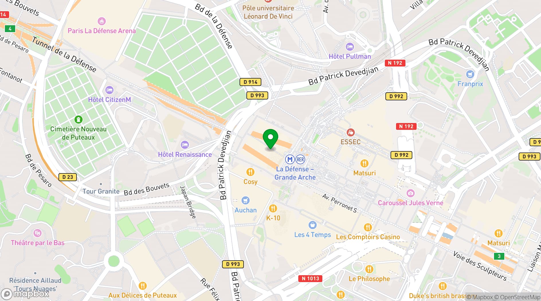 Map showing Grande Arche