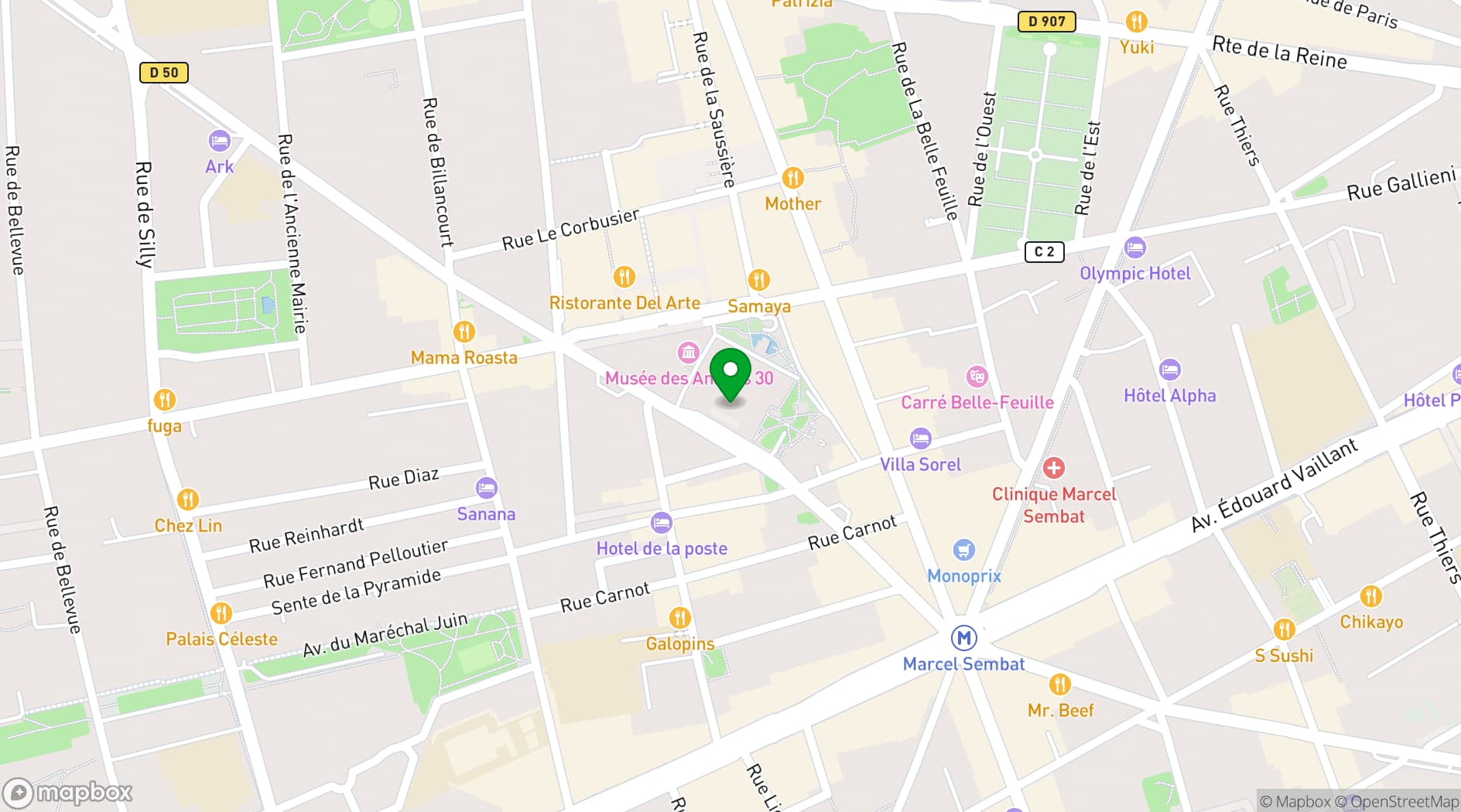Map showing Mairie de Boulogne-Billancourt