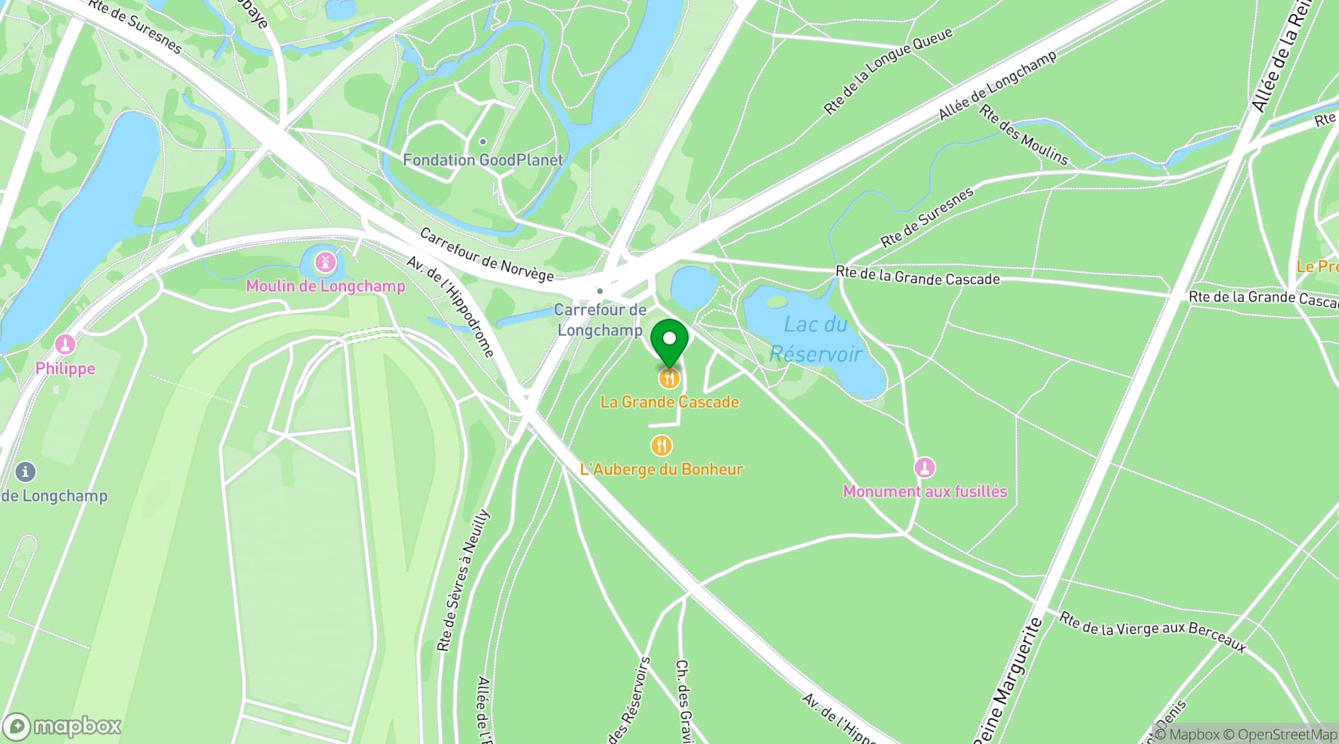 Map showing La Grande Cascade