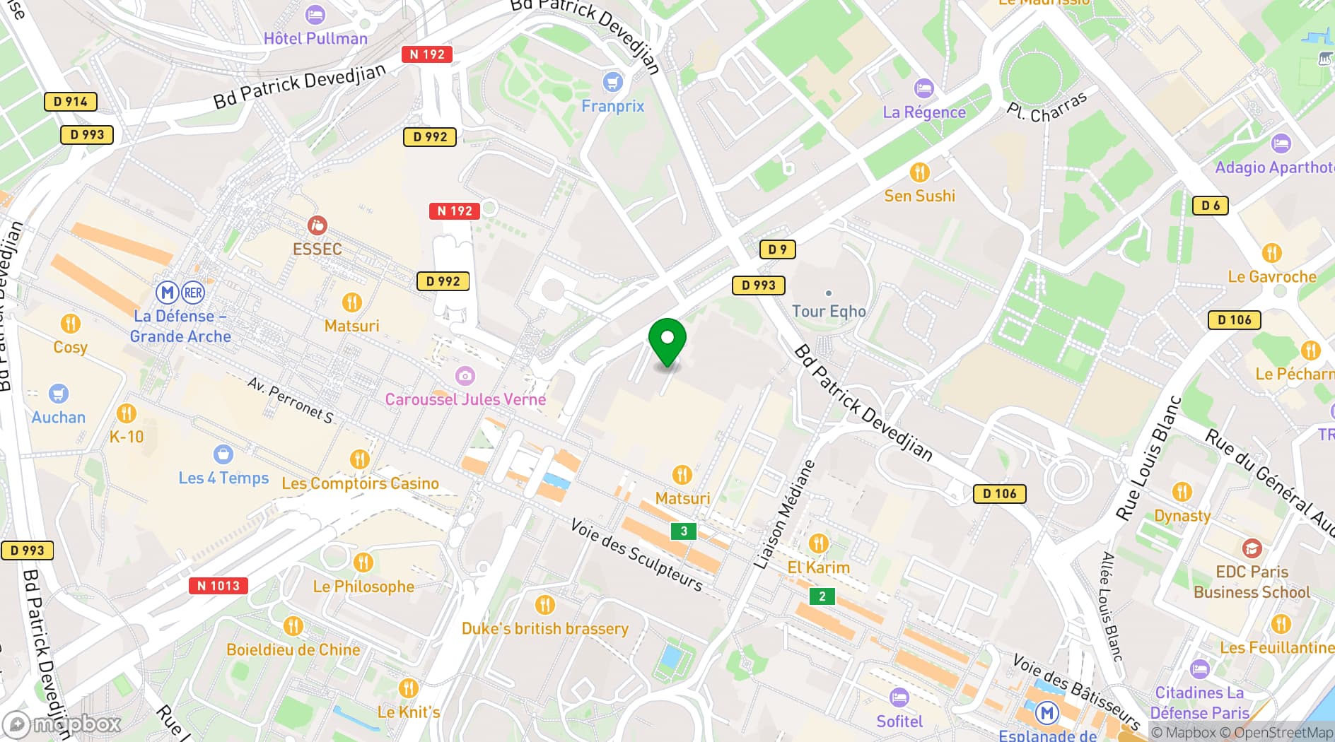 Map showing Centre de Conférences Coeur Défense