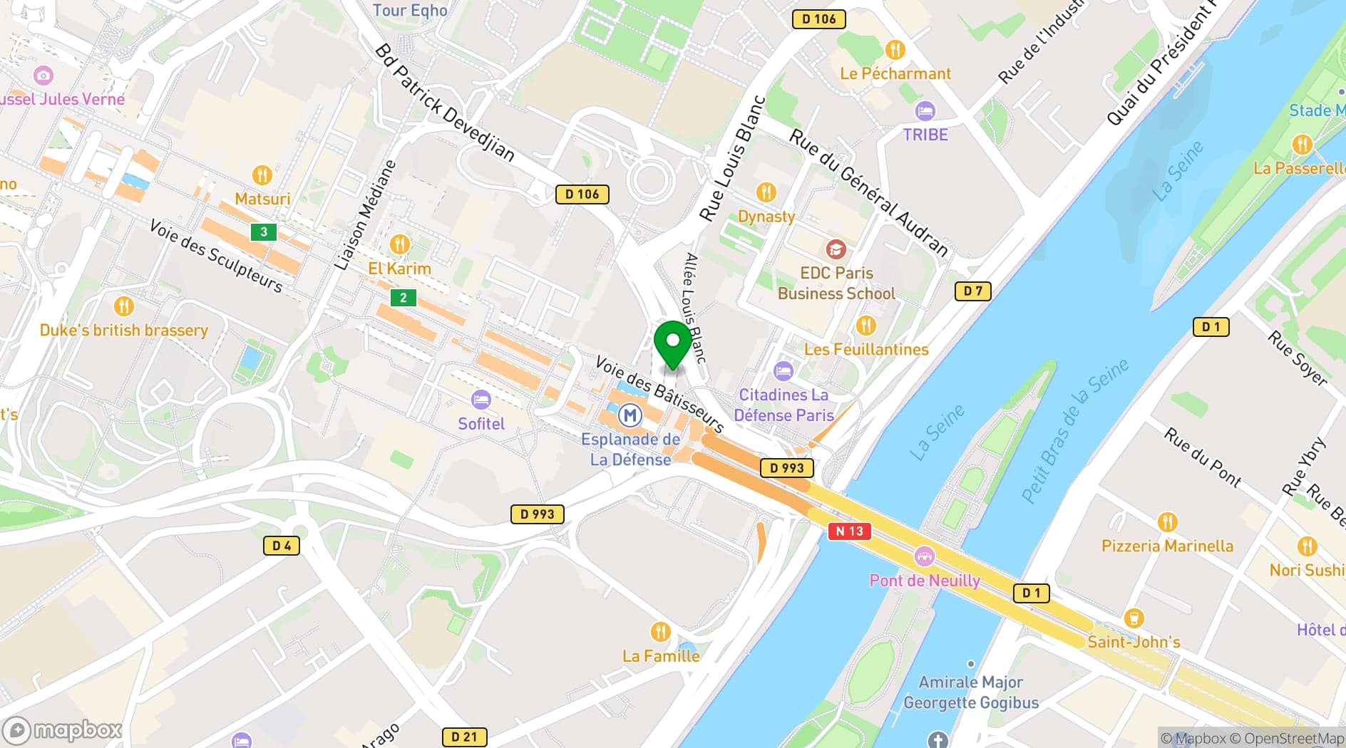 Map showing Meliá Paris La Défense