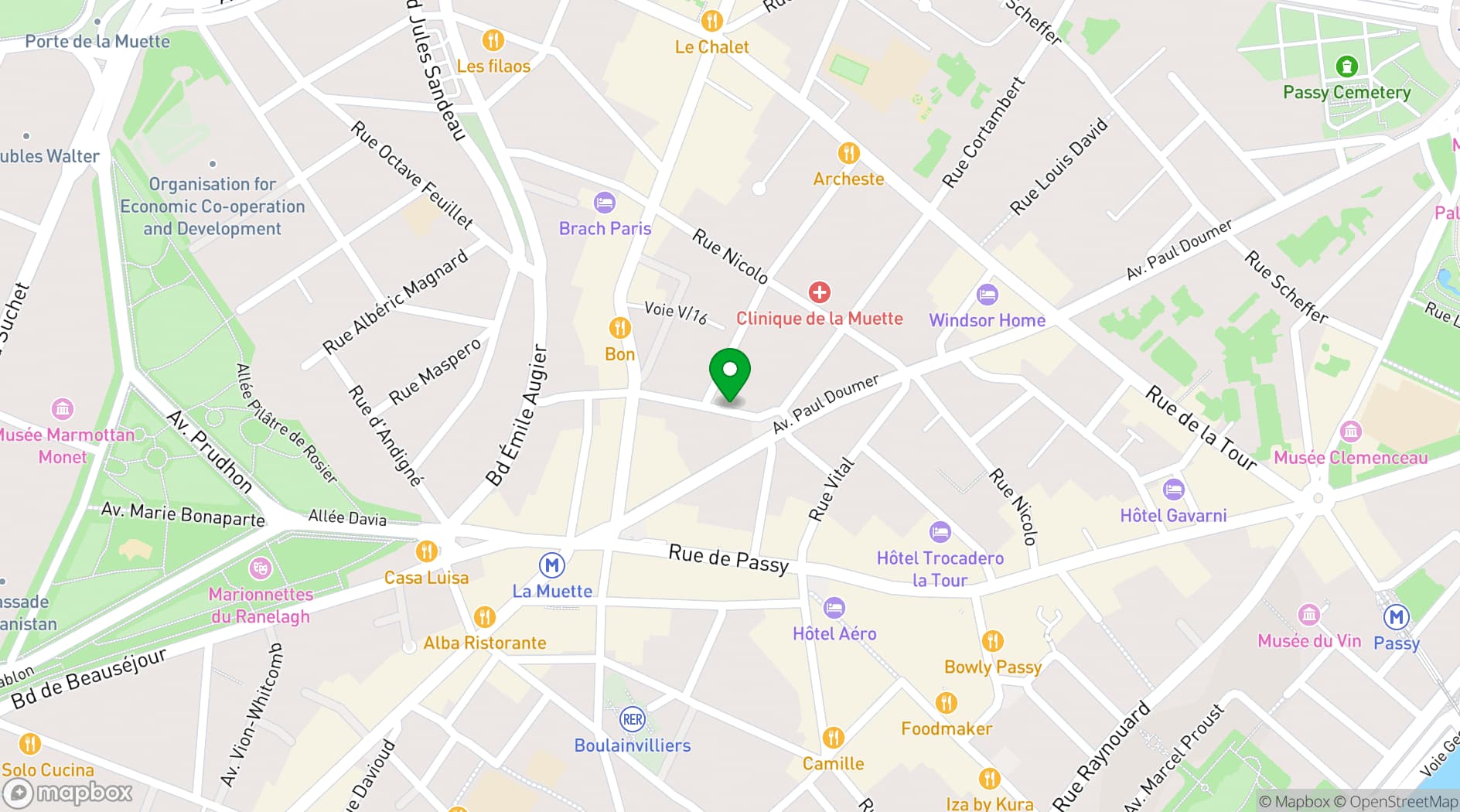 Map showing Pavillon Passy