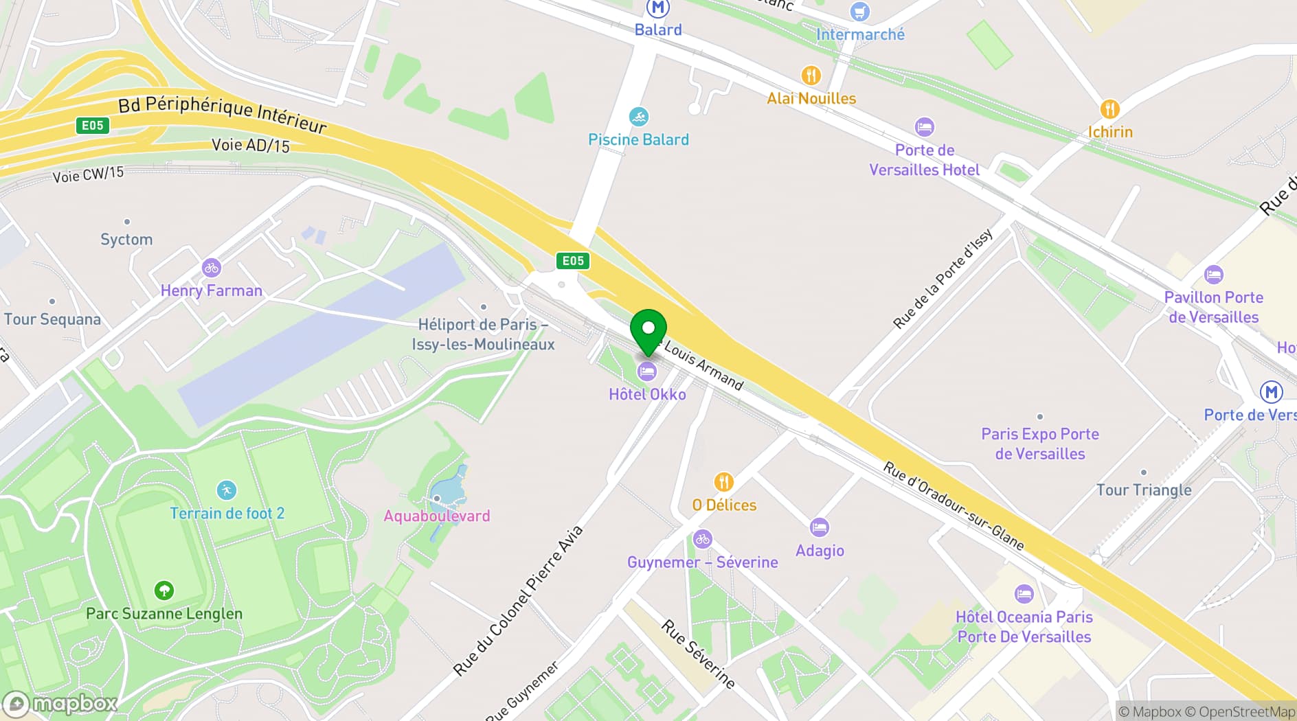 Map showing Porte de Versailles Hôtel