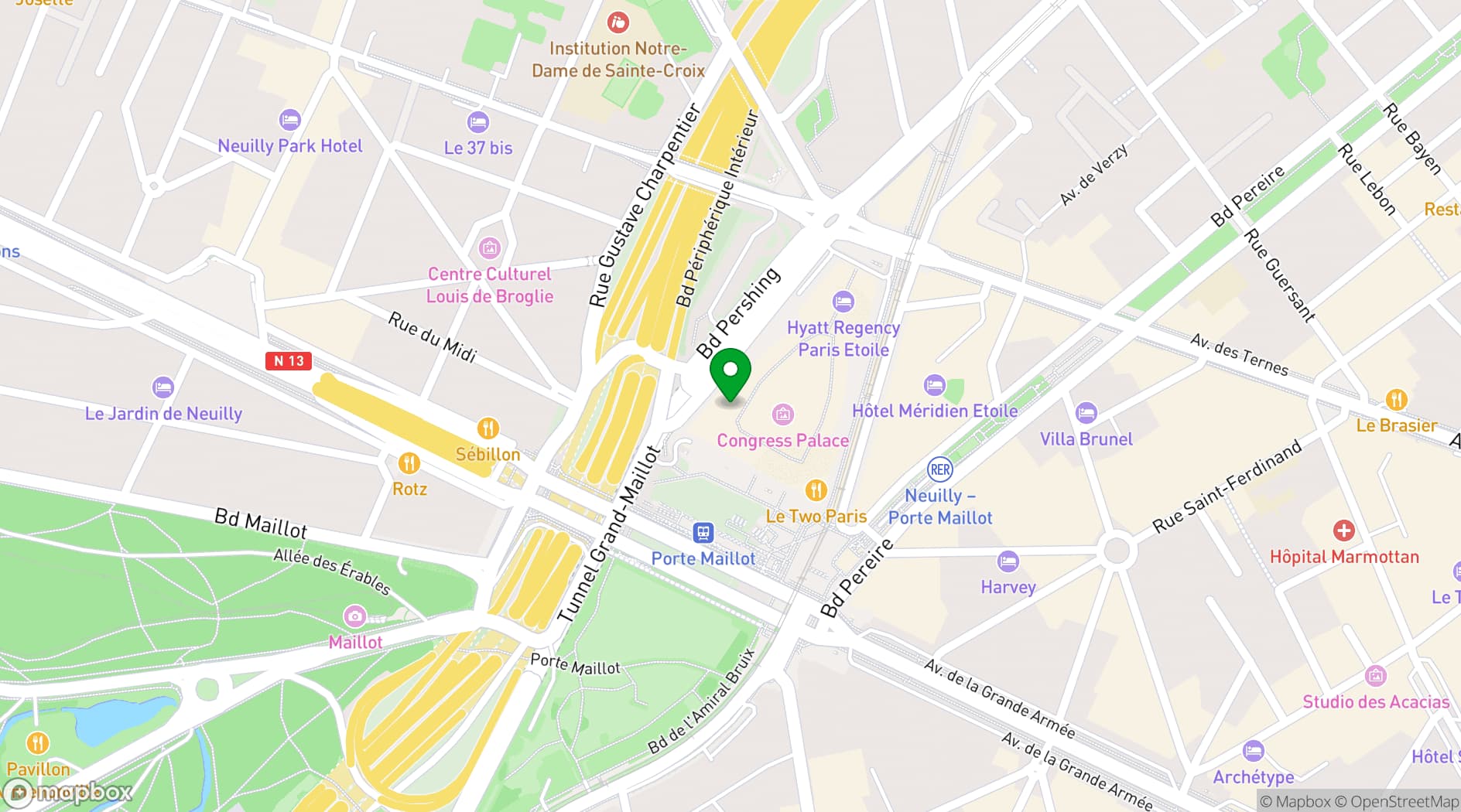 Map showing GATE Club Paris